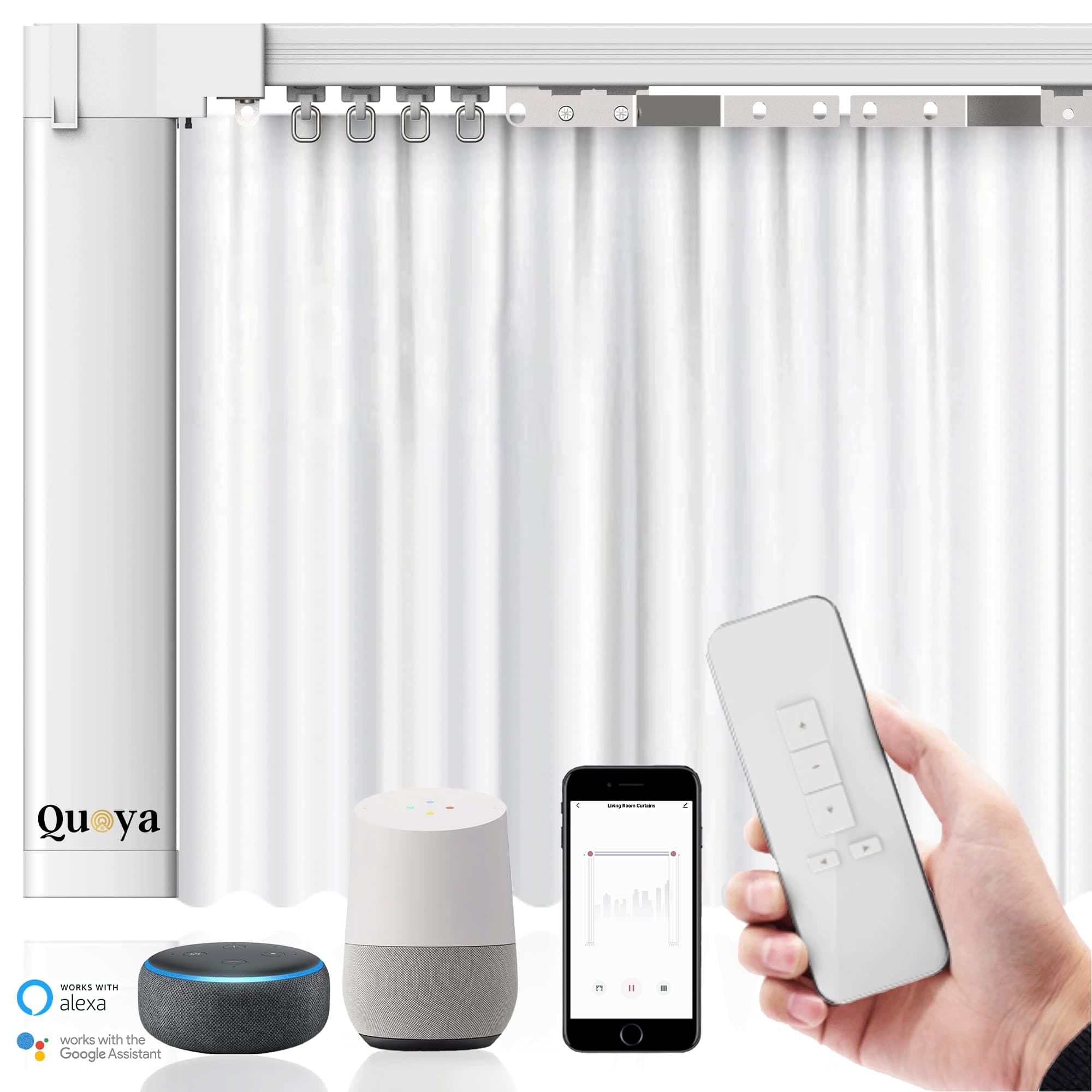 Quoya QL600 Smart Electric Curtain Track, Motorized Motor, Adjustable Track Length, Compatible with Alexa, Google, Siri, Apple Watch (QL600, up to 196 inches (5m))