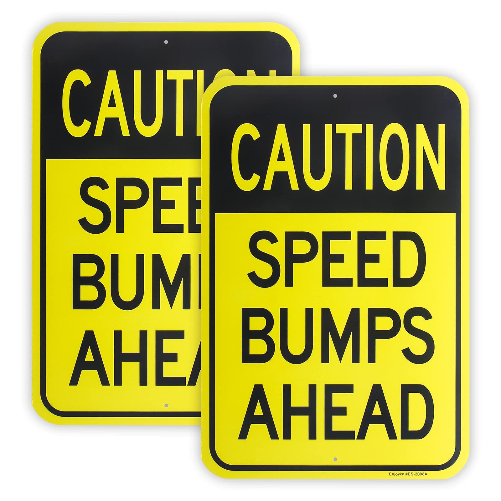 Enjoyist2-Pack Large Speed Bumps Ahead Sign, Slow Down Sign, 18"x 12" .040 Aluminum Reflective Sign Rust Free Aluminum-UV Protected and Weatherproof