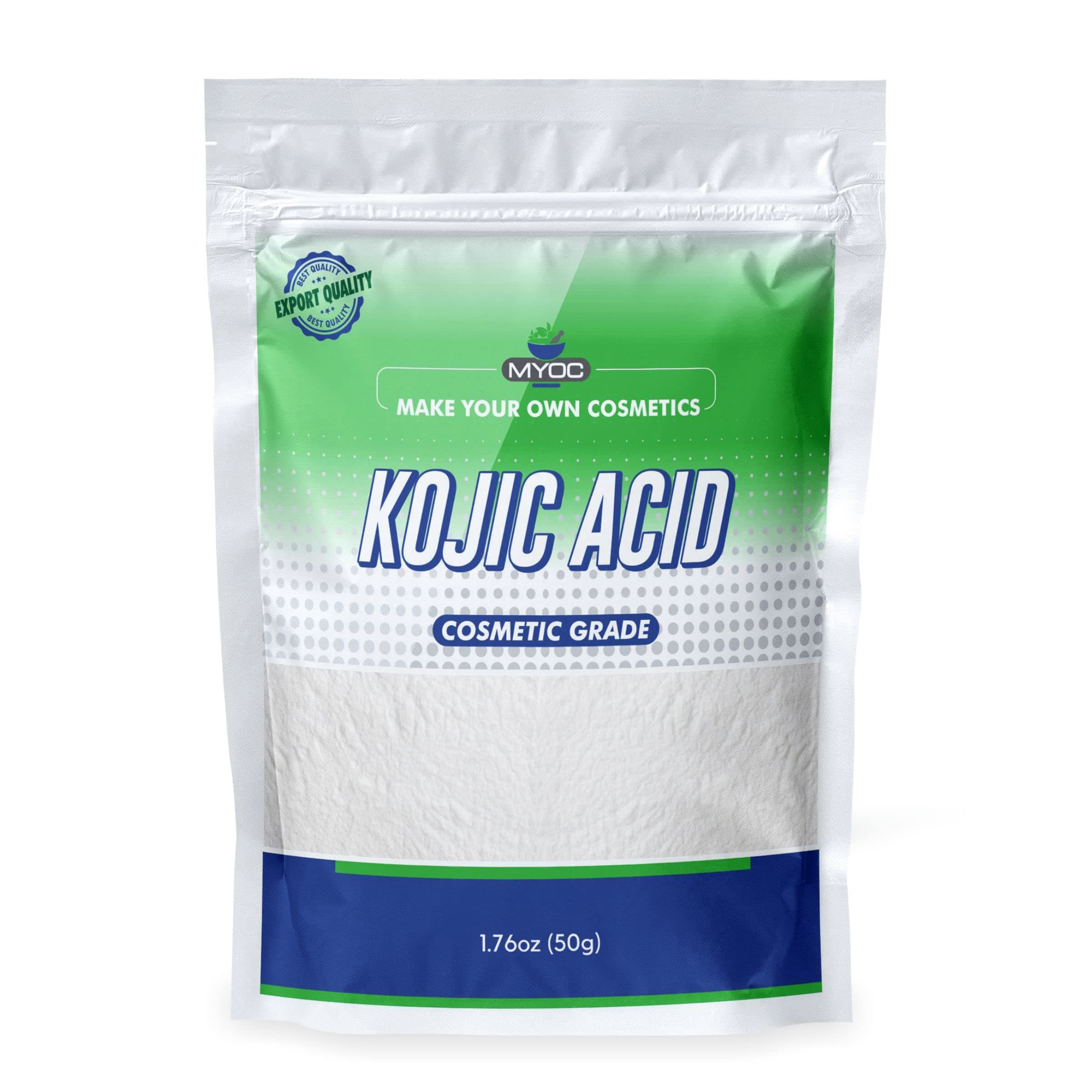 Kojic Acid Powder: Cosmetic-Grade for DIY Soap, Serum, Makeup - 50g, 1-Pack - Diminishes Dull Skin, Anti-Aging, Lightens Skin