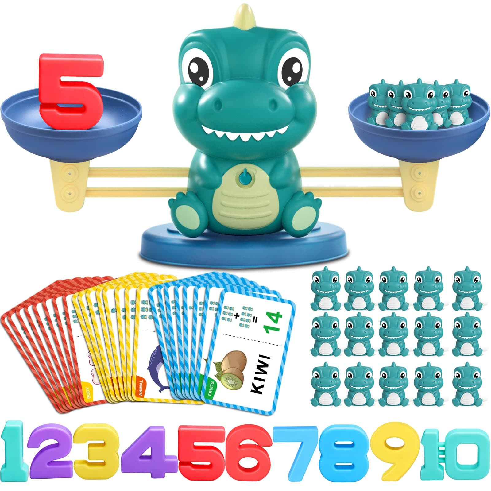 Dinosaur Math Balance Toys - Montessori Toys for 3 Years Old Kids, Learning and Educational Toys for Boys and Girls - Birthday Gifts for 4 5 6 7 Year Old Boys