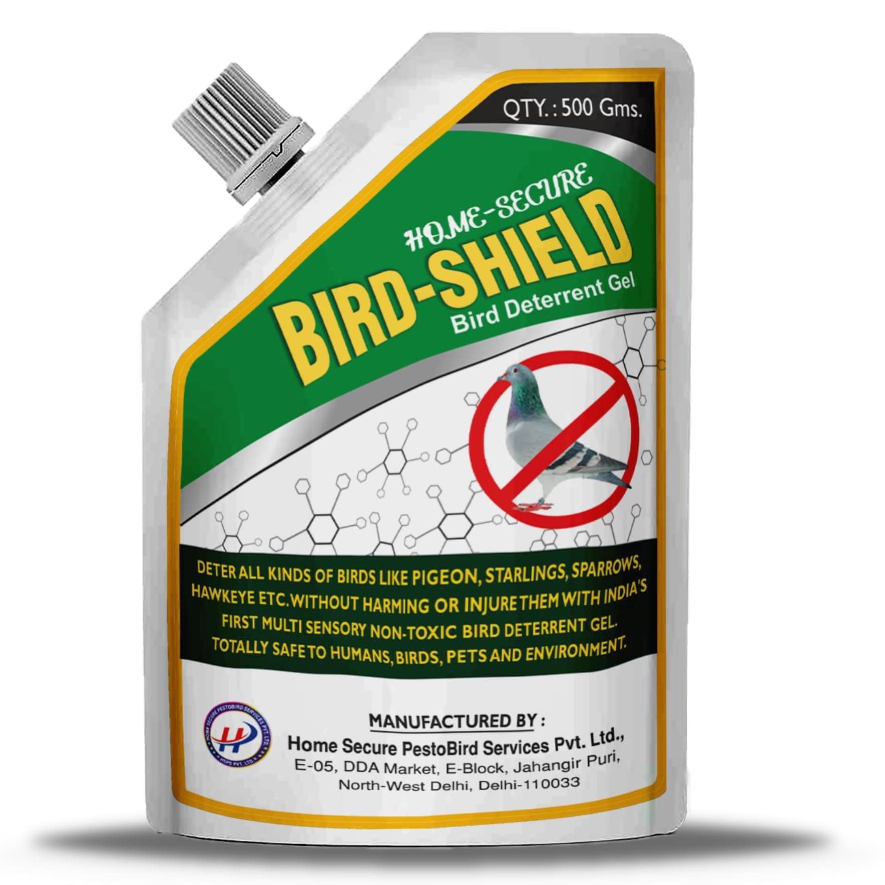 Bird-Shield Bird Repellent Gel | Non-Toxic, Eco-Friendly Anti Bird Repellent | Effective Long Lasting Bird Control Gel for Pigeons | Smell Free Transparent-500gm