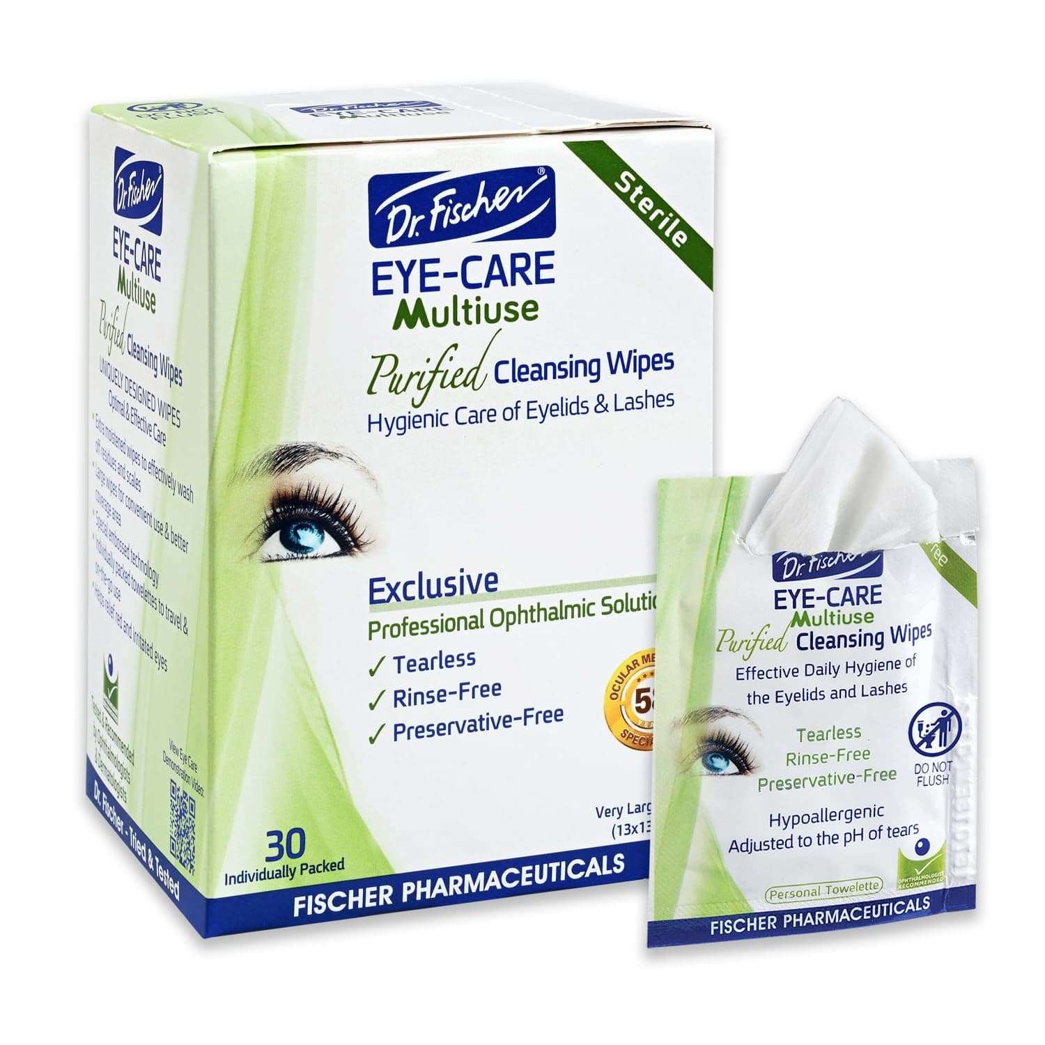 Dr. Fischer Eyelid Wipes - Hypoallergenic, Preservative-Free, Safe for Sensit...