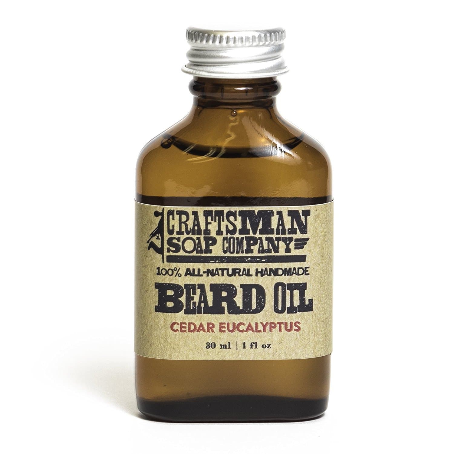 Beard Oil, Cedar & Eucalyptus Scent in 1-oz Glass Flask