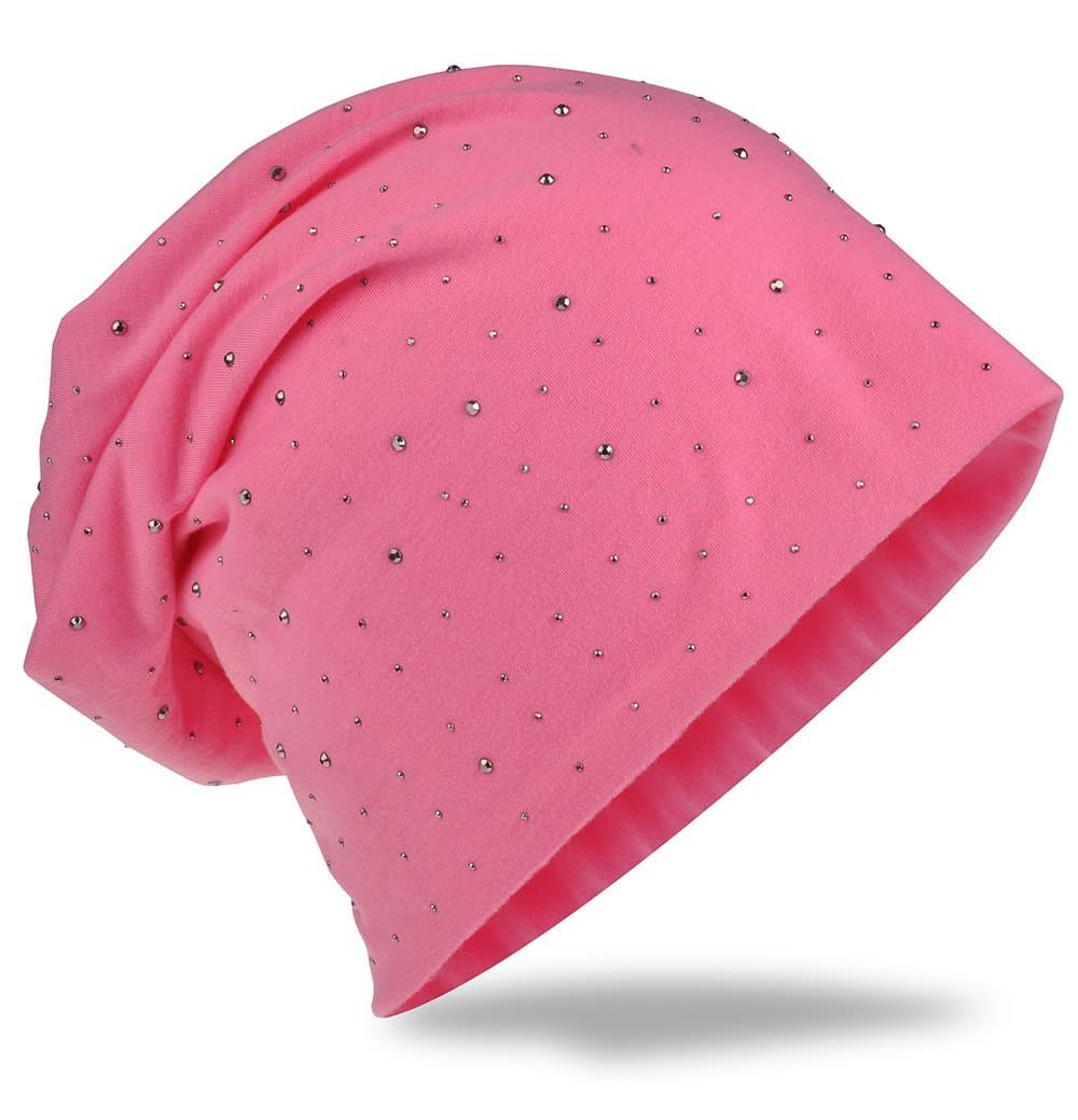 Miobo Jersey Slouch Beanie with Sequin Rhinestone - Rivet Style