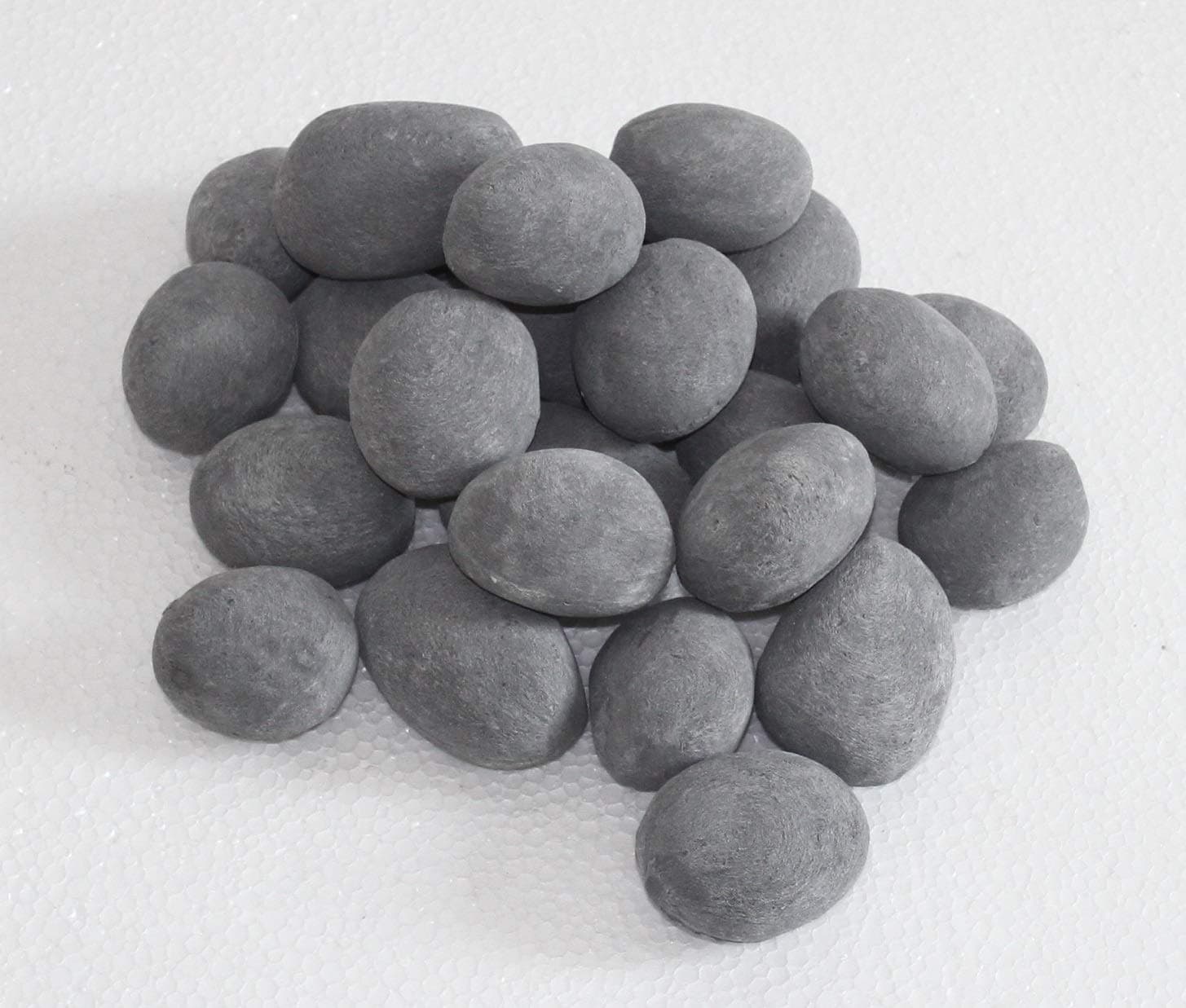 24 PCS Fireplace Ceramic Pebbles for Firepits or Fireplaces or Stoves in Gray
