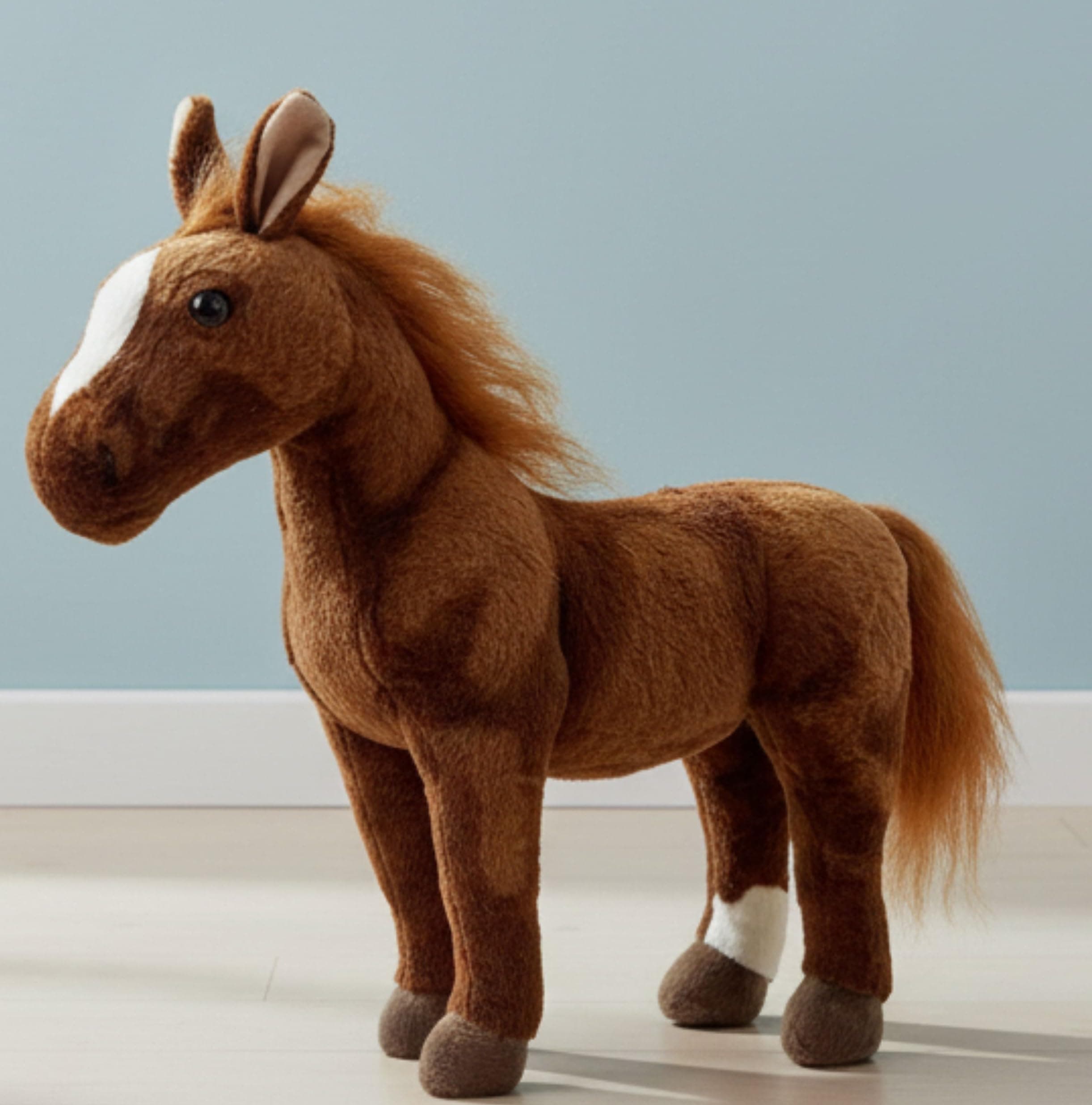 Soft Stuffed Plush Animal Standing Horse Toy for Kids (Size: 40 cm Color: Brown)
