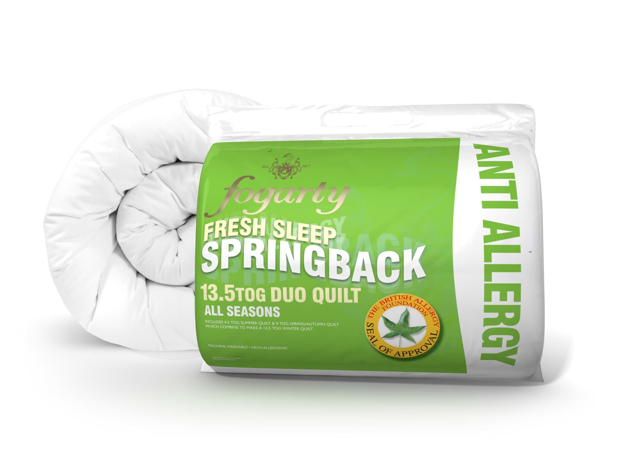 Fogarty Fresh Sleep Anti Allergy All Seasons 13.5 Tog Duo Duvet - Single