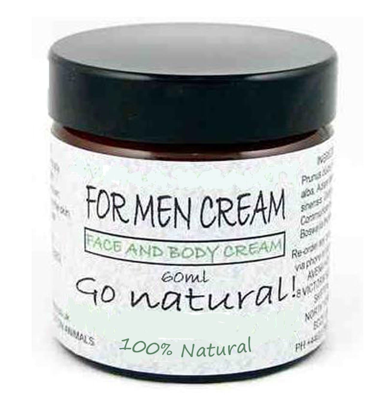 Men's Moisturiser Face Cream: 100% natural for smooth, hydrated, younger looking skin, all skin type 60ml