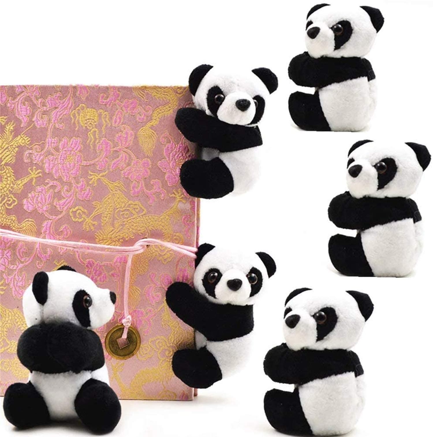 6 Pcs Finger Panda Plush Panda Clips Curtain Holder Photo Holder Stand Chinese Style Tourism Souvenir Cute Panda Plush Toy Finger Kids Toy,Home Decoration Plant Pots Bonsai Craft Decor
