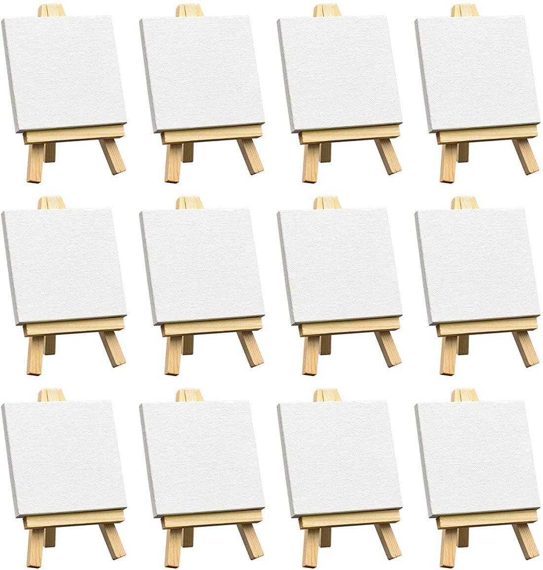3x3 Inches Wooden Easel, 12 Packs Tabletop Display Easels, Art Craft Painting Easel Stand for Kids Artist Adults Students Classroom Tabletop Display Painting Set for Kids and Adults