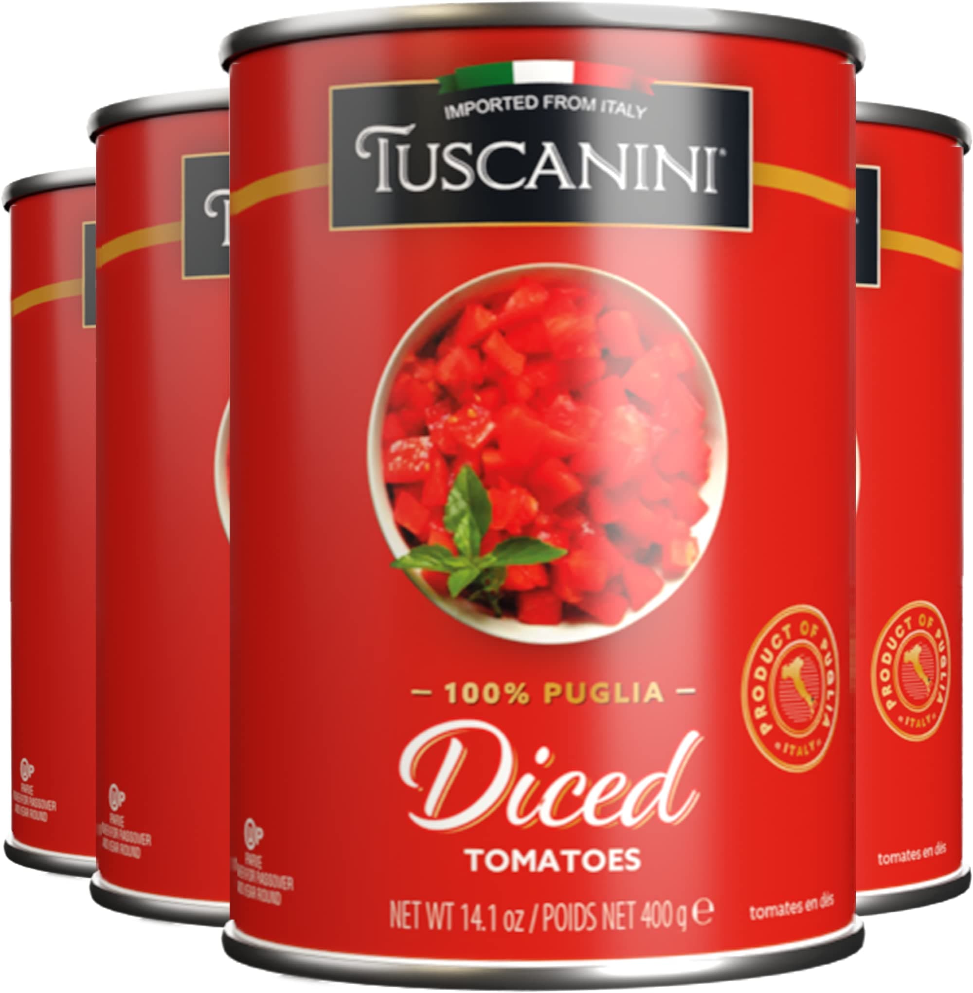 Diced Tomatoes 14.1oz (4 Pack) | 100% Italian Tomatoes, Delicious Taste & Texture, Perfect for Pizza and Sauces, BPA Free Can, Kosher for Passover