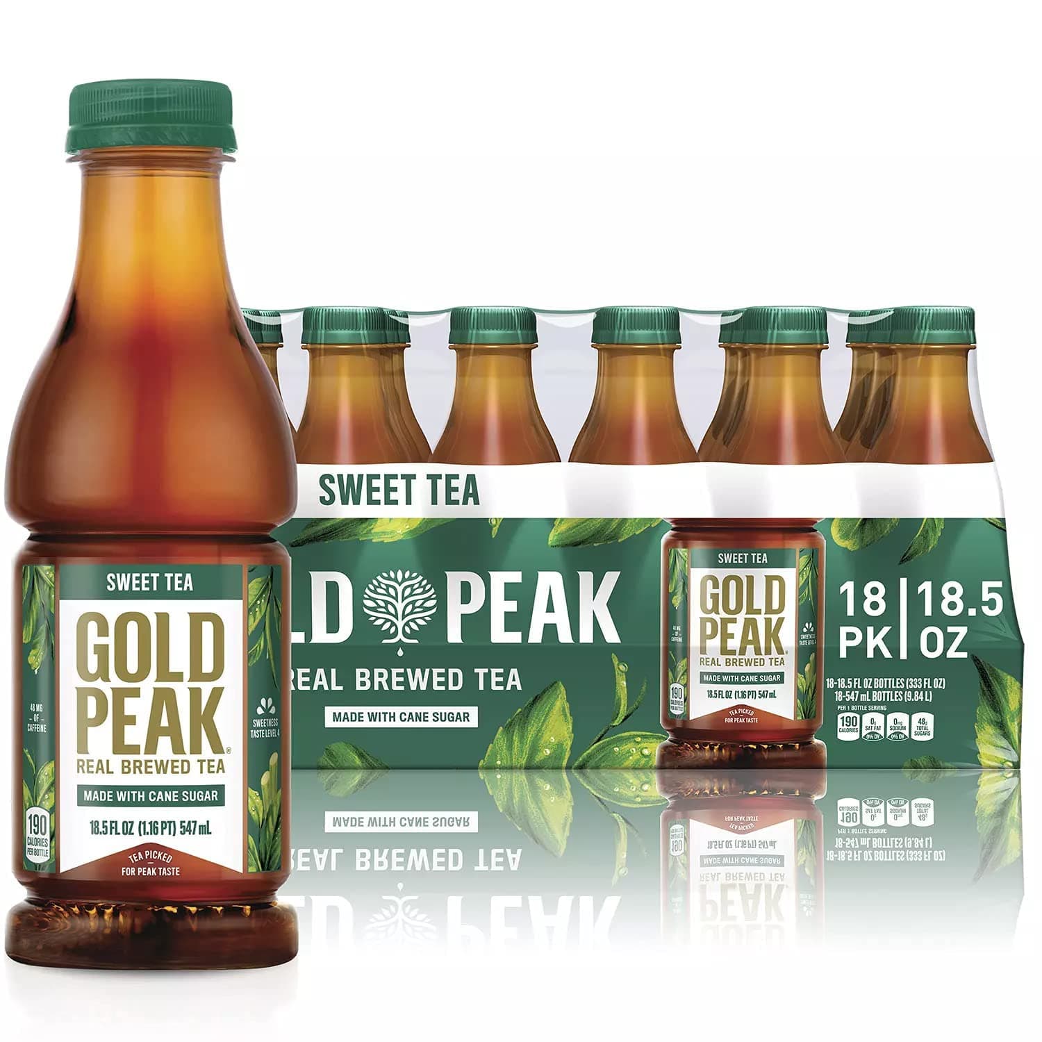 Gourmet Kitchn Gold Peak Naturally Sweet Real Brewed Tea, Picked for Peak Taste, Made With Cane Sugar - 3 Boxes (18.5oz / 18pk per Box), Total 54 Bottles)