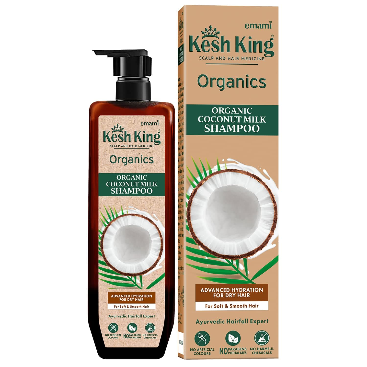 Kesh King Organics - Organic Coconut Milk Shampoo | 300ml | Intense Hydration For Dry Hair & Scalp | No Artificial Colours, Parabens, Phthalates Or Harmful Chemicals