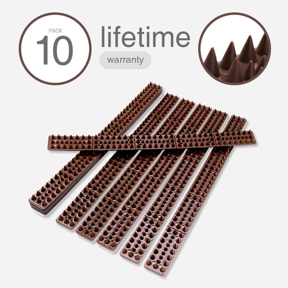 Premium Bird Spikes, Bird Repellent Spikes for Pigeons Small Birds Critters - 16 Feet Long 2” Wide Plastic Bird Deterrent Spikes Anti Bird Spikes Strips-Idea for Fences Walls Railings Sheds Roof (10)