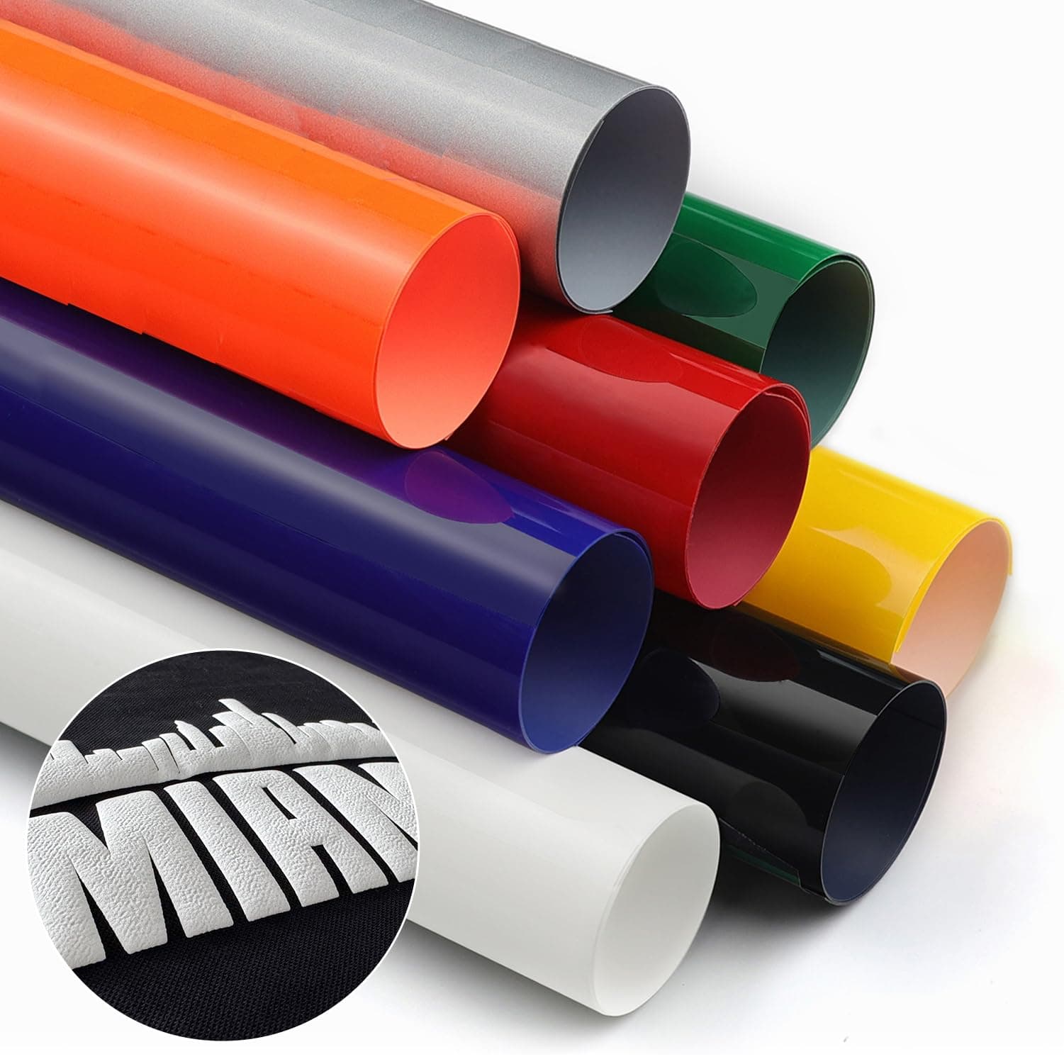 TransWonder Puff Vinyl Heat Transfer - 3D Puff Vinyl Bundle Assorted Colors Puff Heat Transfer Vinyl HTV 8 Sheets for Heat Press T Shirt Compatible with Cricut Air or Maker