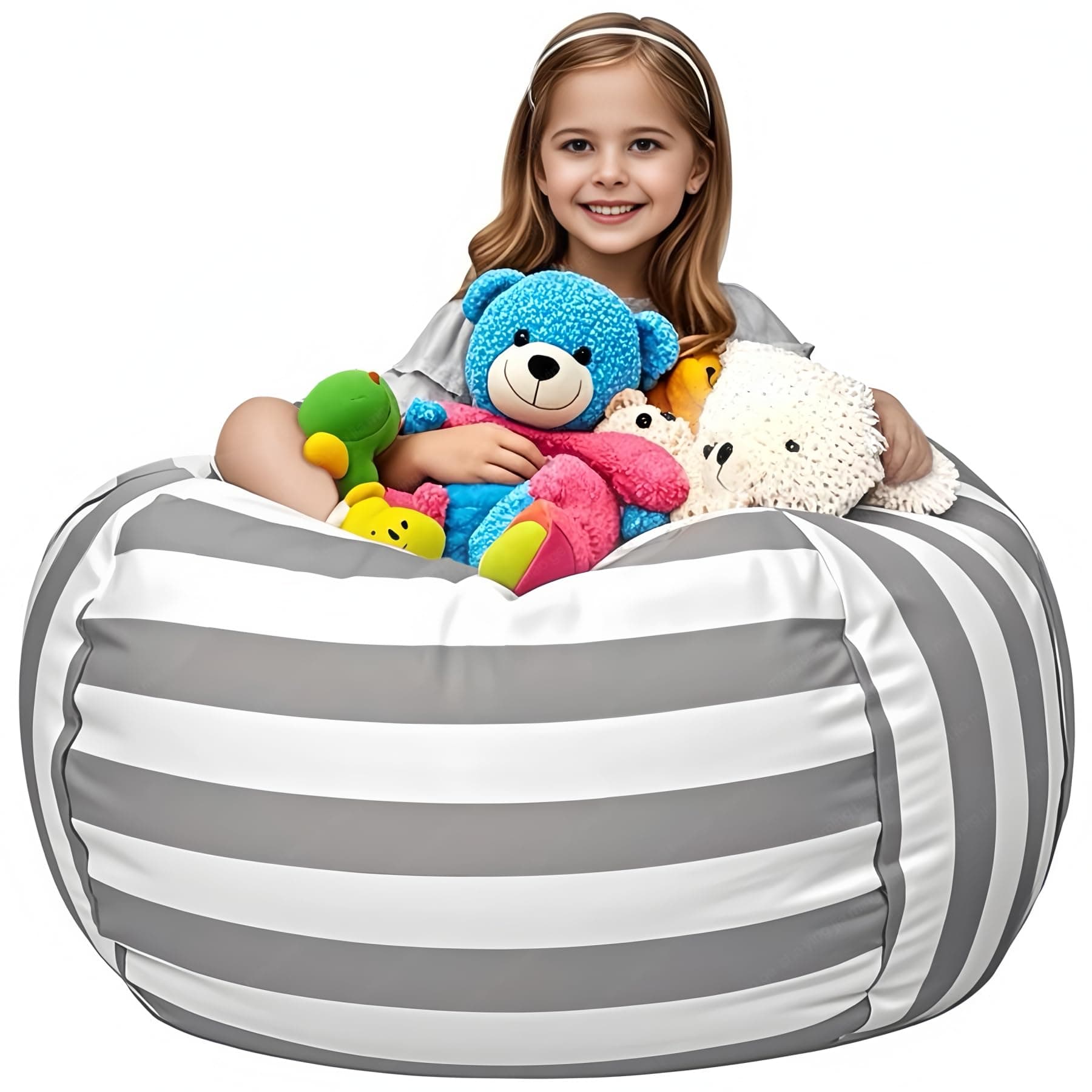 Stuffed Toy Storage Bean Bag Chairs for Kids Extra Large 38’’Bean Bag(No Filler) Washable Premium Cotton Canvas Organizer for Kids, Teens,and Adults for Plush Toys or Textiles–Durable Beanbag Chair
