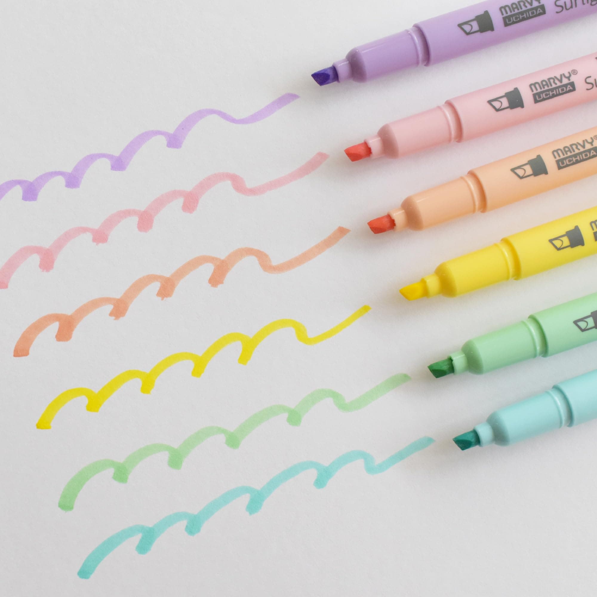 8000-6P Pastel Liner Pen Set, Large Tip, Multiple Colors