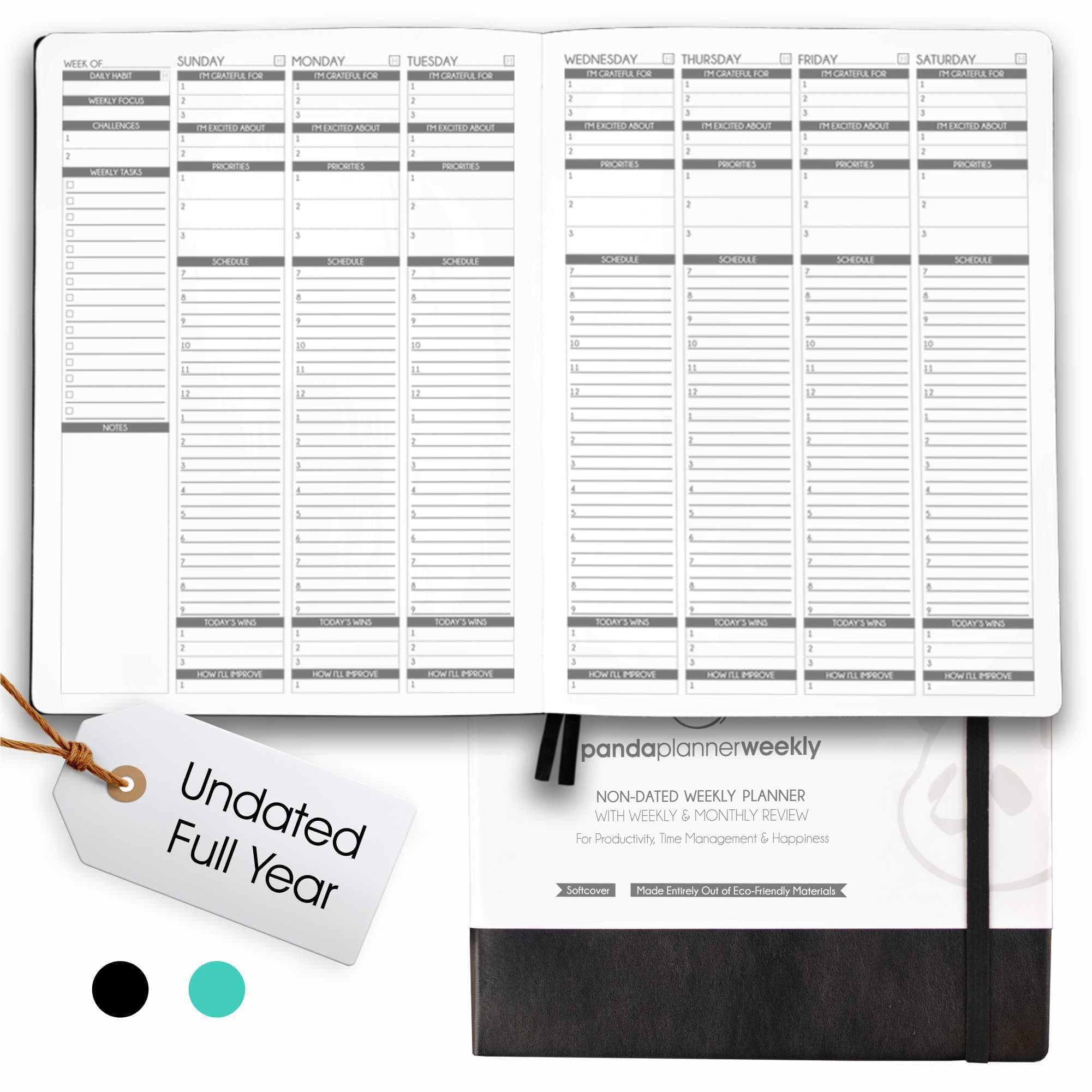 Weekly 2026, Undated Weekly Planner for Office, School & Home – 8"x11" Soft Vegan Leather Organizer Notebook with To-Do Lists, Habit Tracker, Notes & Agenda – Black
