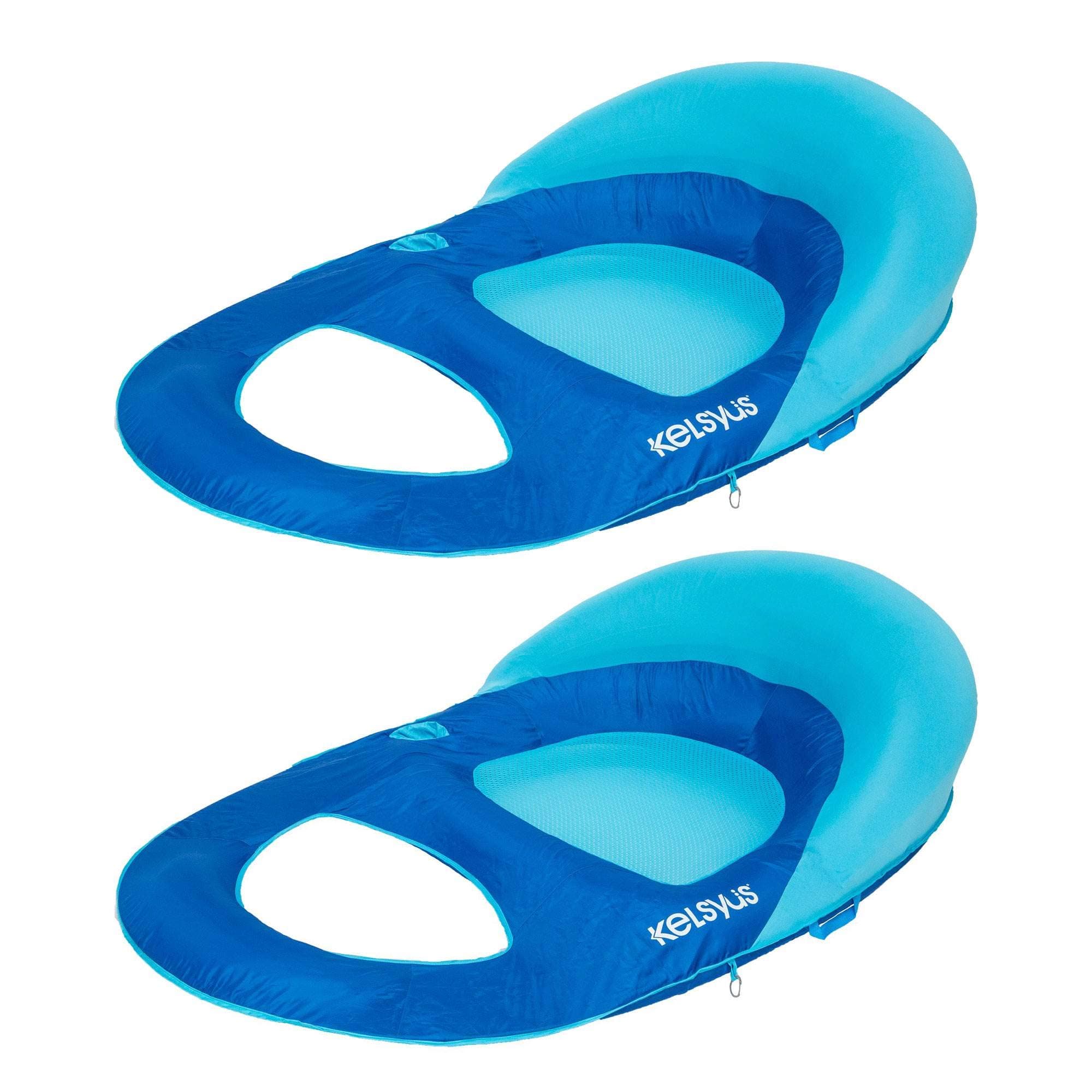 Kelsyus Deluxe Inflatable Mesh Floating Chaise Lounger with Cup Holder (2 Pack)