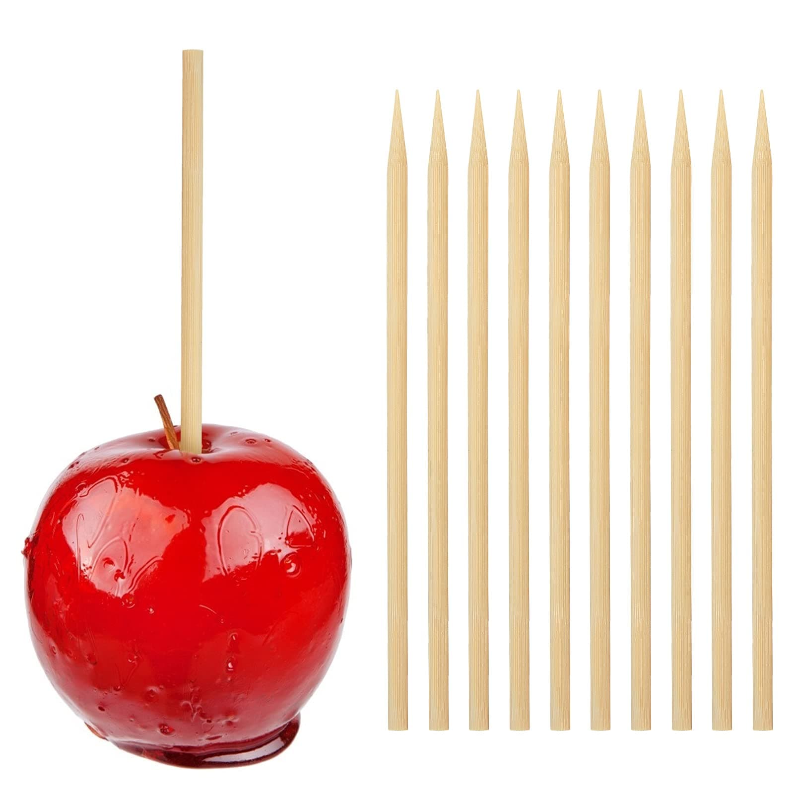 HANSGO 100PCS Wooden Candy Apple Sticks, 5 mm 7 inch Birch Caramel Apple Cotton Sticks Semi Pointed Lollipop Skewer for Festival Party Favor BBQ Corn Dog