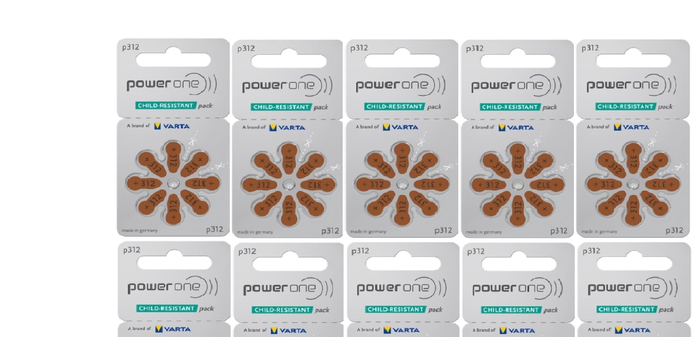 Size 312 Hearing Aid Batteries (80 Batteries)
