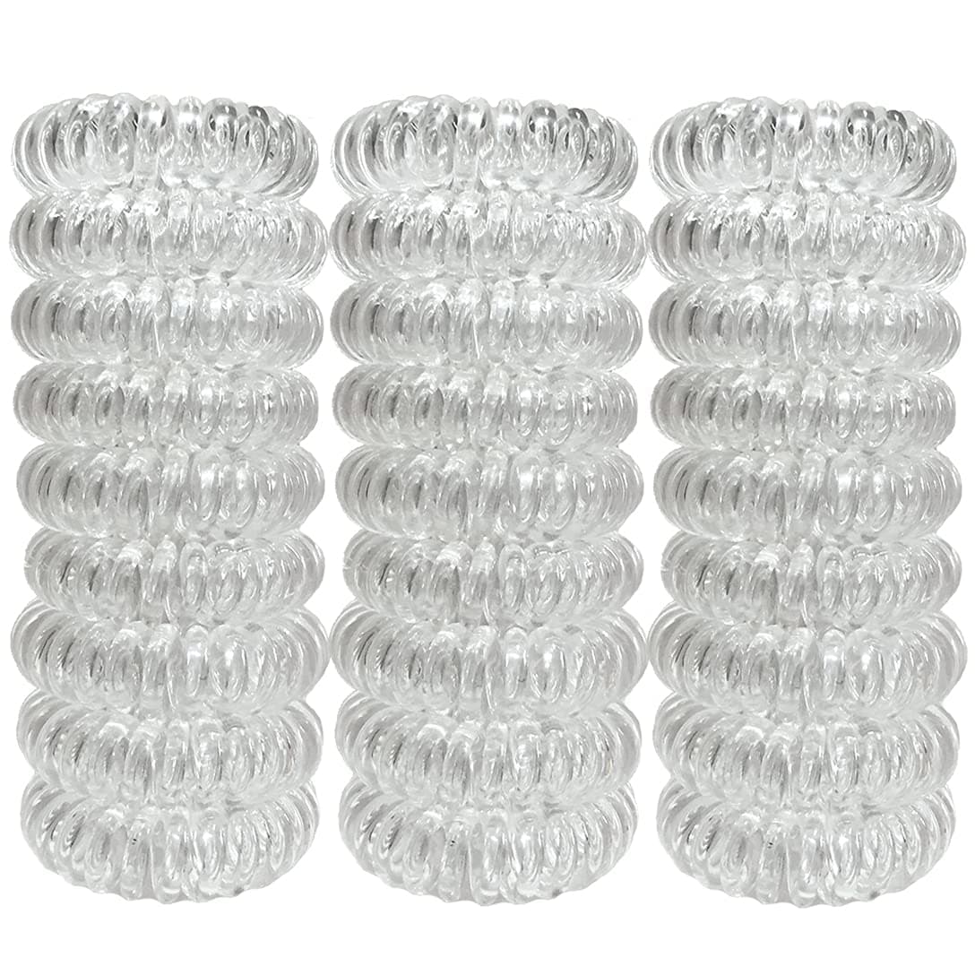 27 Pieces Spiral Coil Hair Ties: Waterproof Elastic Traceless Ponytail Holders, Colorless 1.58inch (4cm) No Crease Hair Bands
