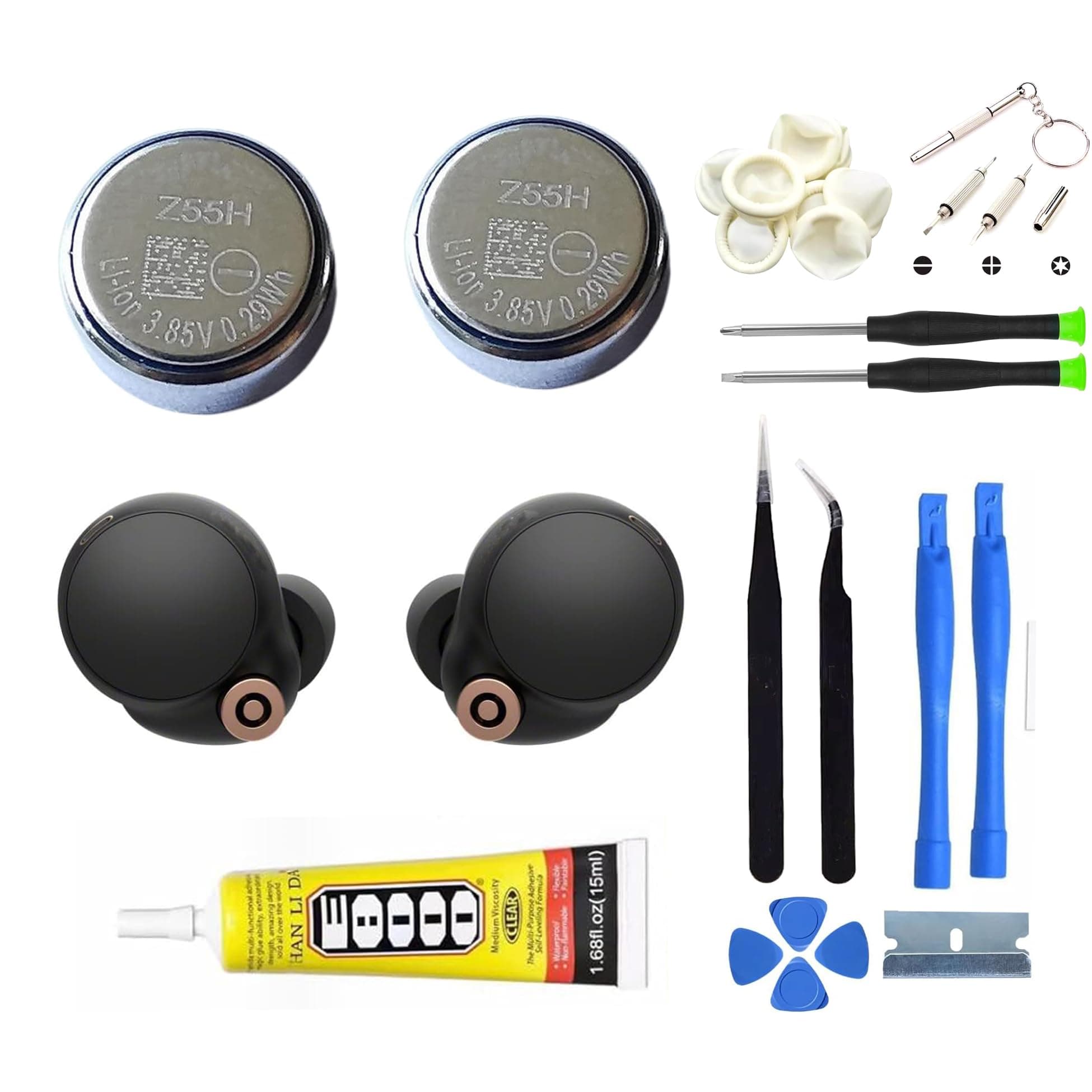 2X Pack Z55H 3.85V 70mAh Battery Replacement for Sony WF1000XM4 WF-1000XM4 Industry Leading Noise Canceling Truly Wireless Earbud Headphones Battery+ Tools