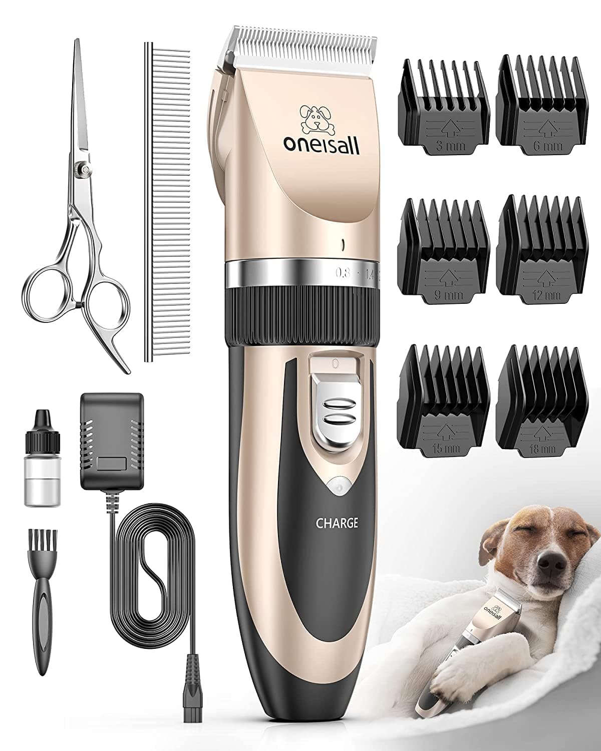 Dog Shaver Cllippers Low noise Oneisall Rechargeable Cordless Electric Queit Hair Clippers Set for Dog Cat