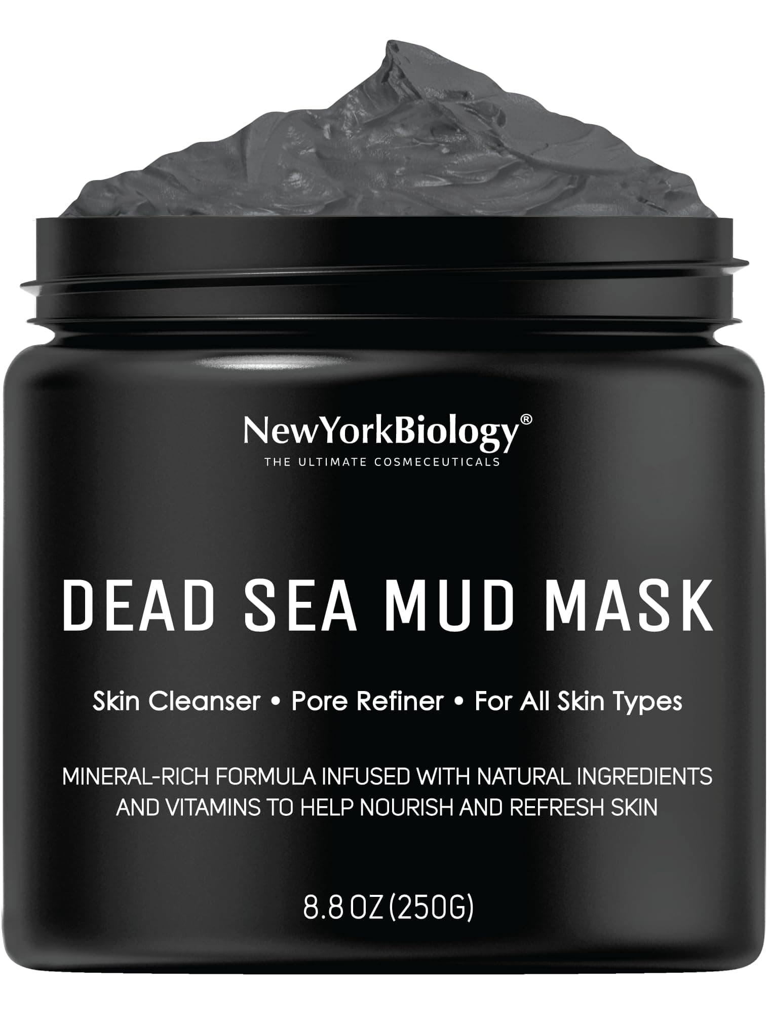 New York Biology Dead Sea Mud Mask for Face and Body | Spa Quality Pore Refiner for Oily Skin | Natural Skincare for Women & Men | Tighten Skin for A Healthier Complexion | 8.8 oz