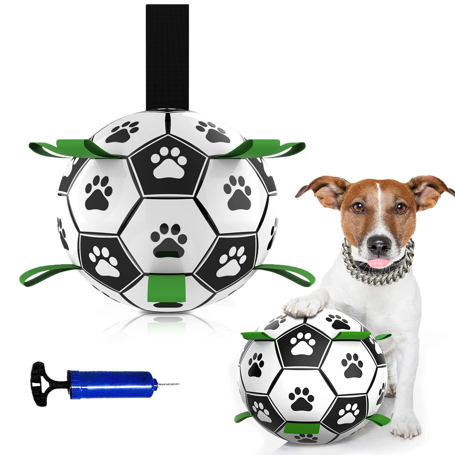 NeoStyle Dog Football Toy,Dog Soccer Ball with Grab Tabs, Dog Water Toy,Dog Interactive Toy Balls for Small Mudiem Large Breed Outdoor Jolly Ball for Dogs Waterproof Ball (Paw)