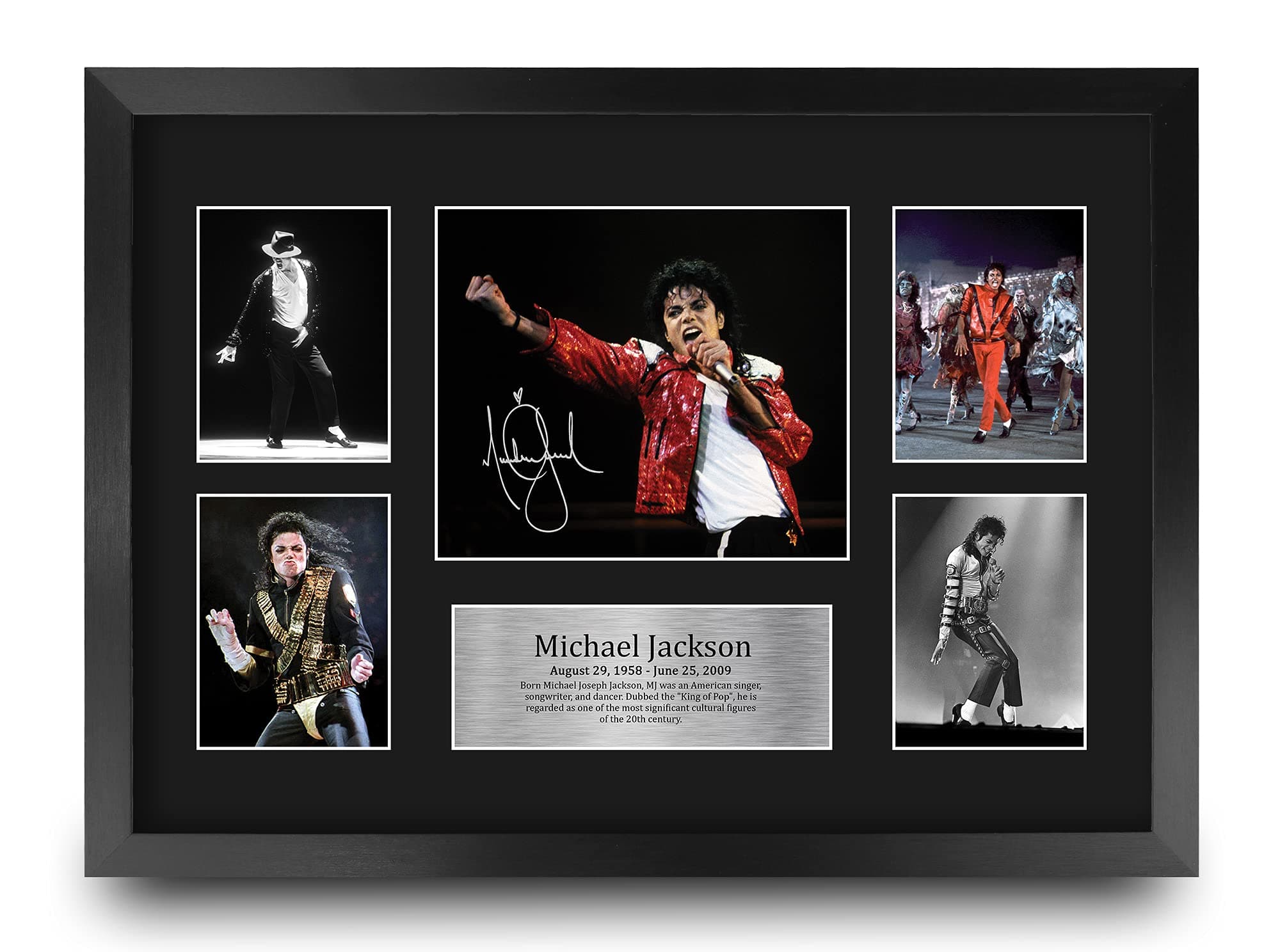HWC Trading FR A3 Michael Jackson Gifts Printed Signed Autograph Photo for Music Fans - A3 Framed