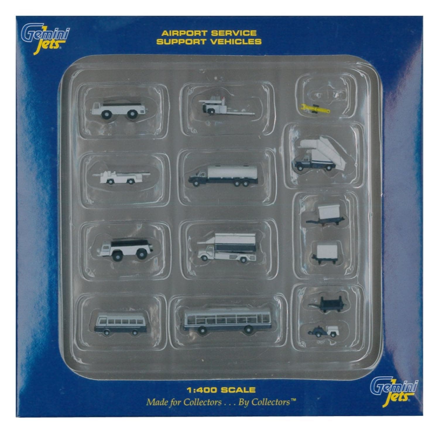 Gemini Jets Ground Airport Service Support Vehicles Accessories, 1:400 Scale, 14-Piece