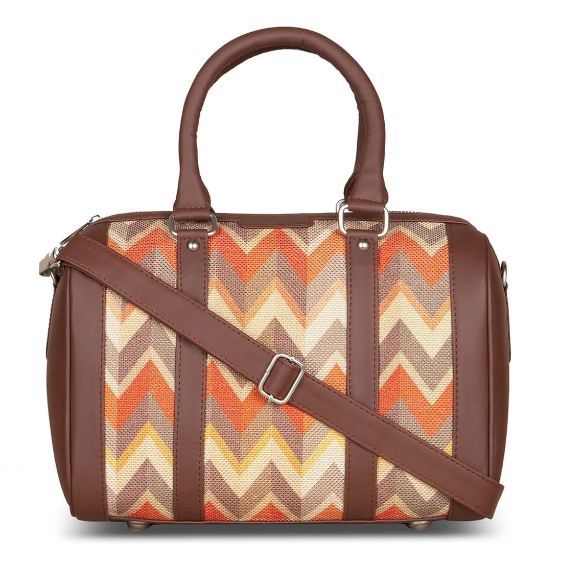 ZOUK Vegan Leather Handmade Women's Handbags with double handles and detachable Sling Strap