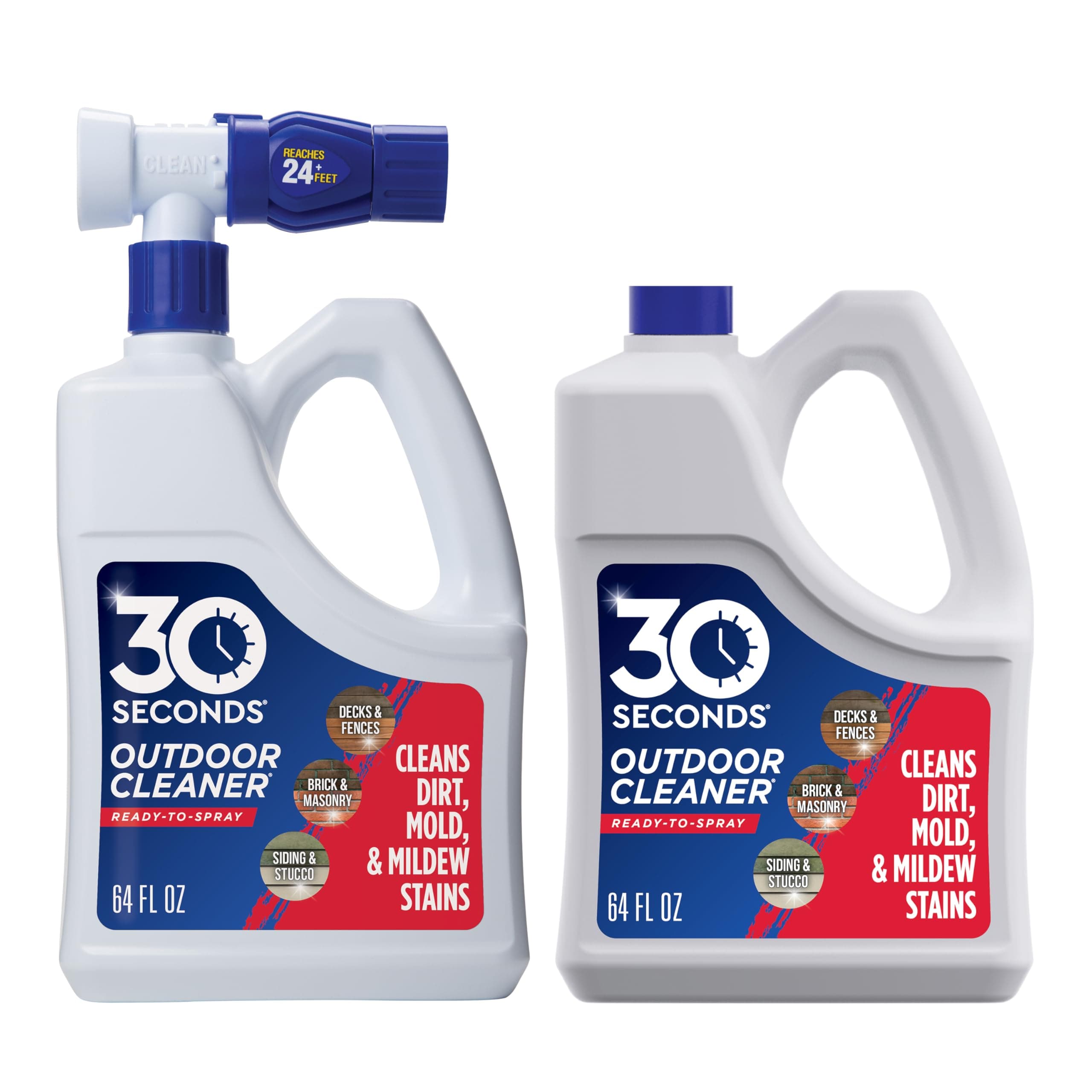 30 SECONDS Outdoor Cleaner 2 Pack with Hose End Sprayer - Cleans Stains from Algae, Mold and Mildew on Vinyl Siding, Deck, Patio, Brick and More