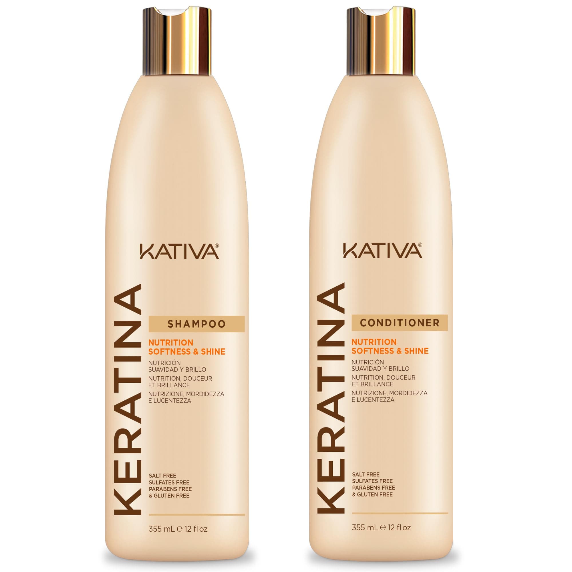 Keratin Shampoo and Conditioner Pack set of 2. Nutrition, Softeness and Shine without Sulfates. Salt and Parbens Free.