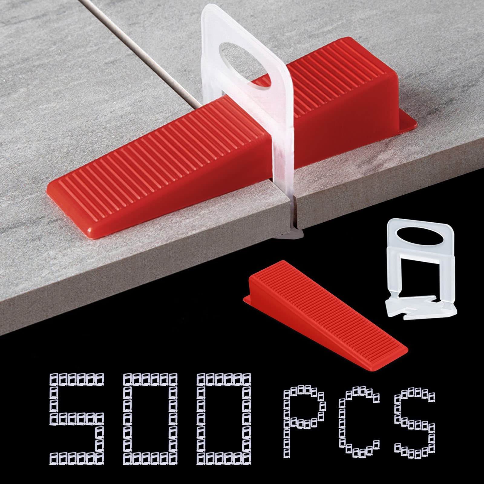 Tile Leveling System 400-Piece Tile Leveling Spacer Clips and 100-Piece Reusable Wedges Tile Leveler Tool Set for Ceramic Tile and Stone Installation (1/8 Inch)