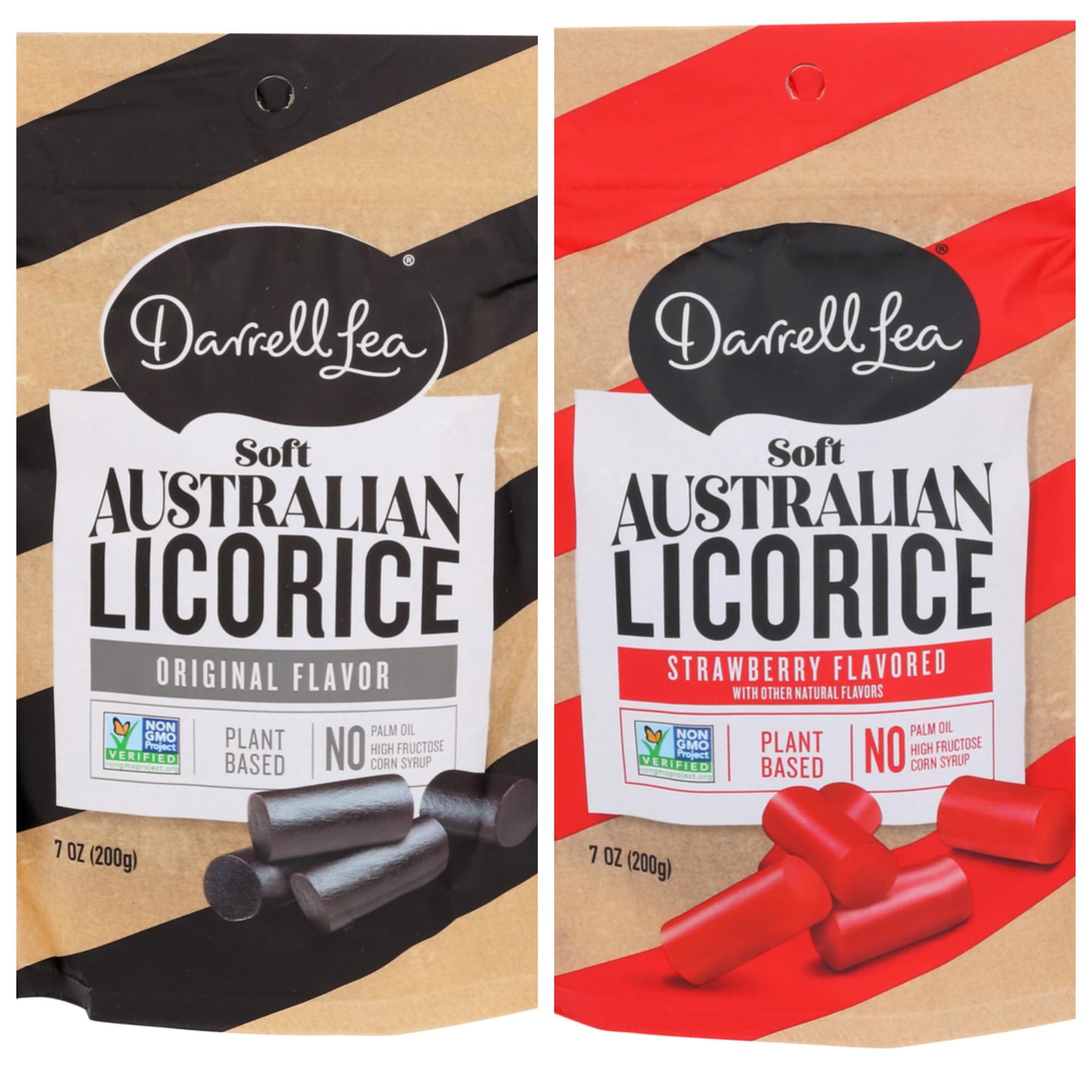 Darrell! Lea Soft Australian Made Licorice, Original Black Flavor And Strawberry, 7 oz Bag | Non-GMO, No Palm Oil, No Artificial + LuxProdX Magnet