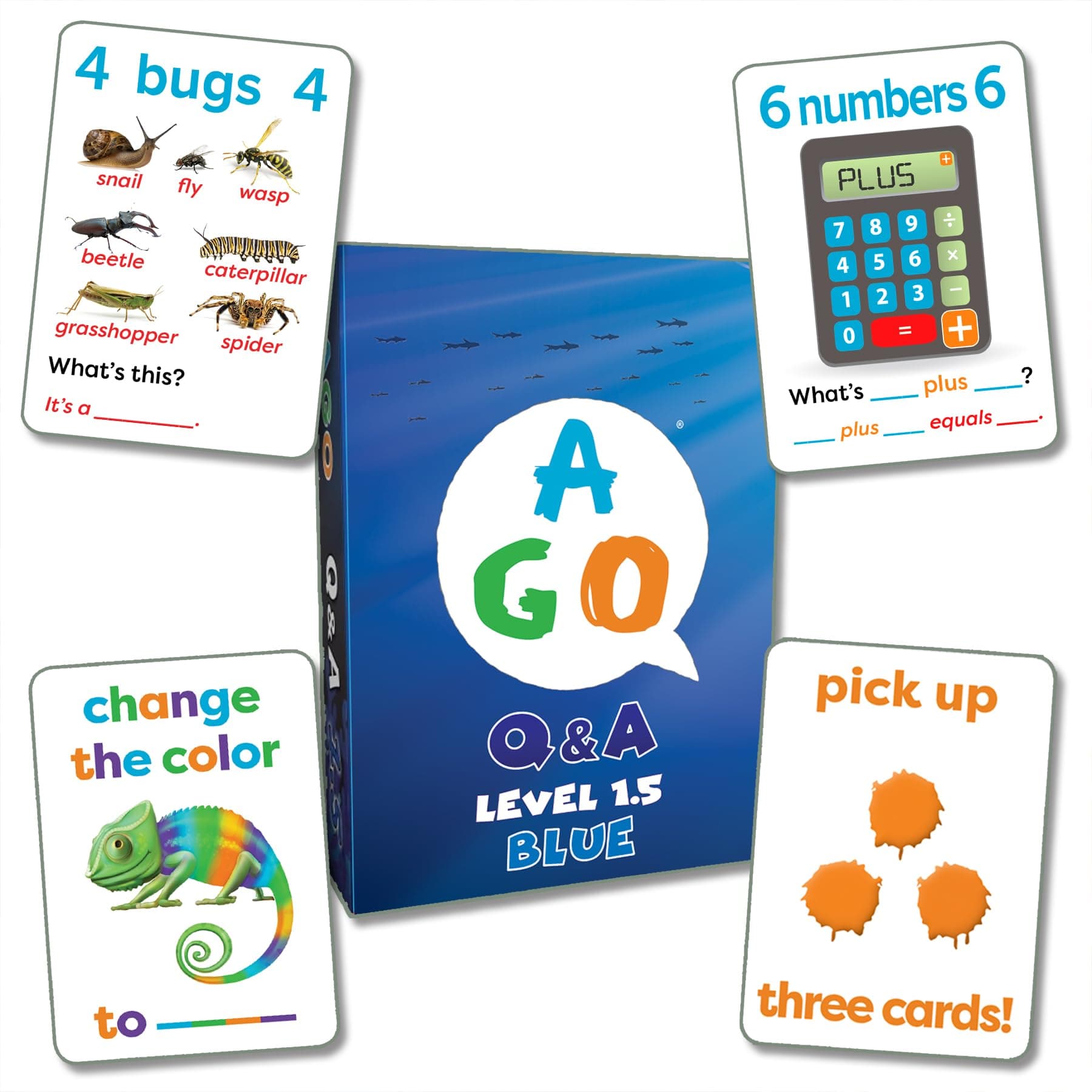 AGO Q&A Blue ESL Card Game - Level 1.5. Fun English Language Learning for EFL/ESL Students - Build Vocabulary, Grammar, and Conversation Skills!