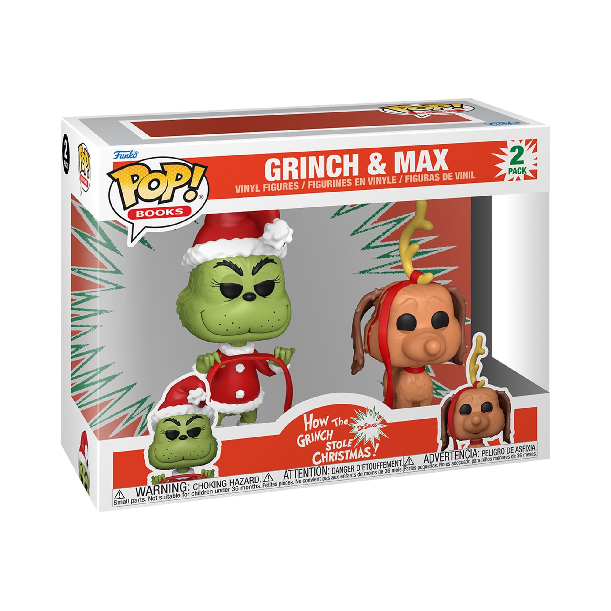 Funko POP Books: How The Grinch Stole Christmas - The Grinch with Max, 2-Pack - Collectable Vinyl Figure - Gift Idea - Official Merchandise - for Kids & Adults - Movies Fans