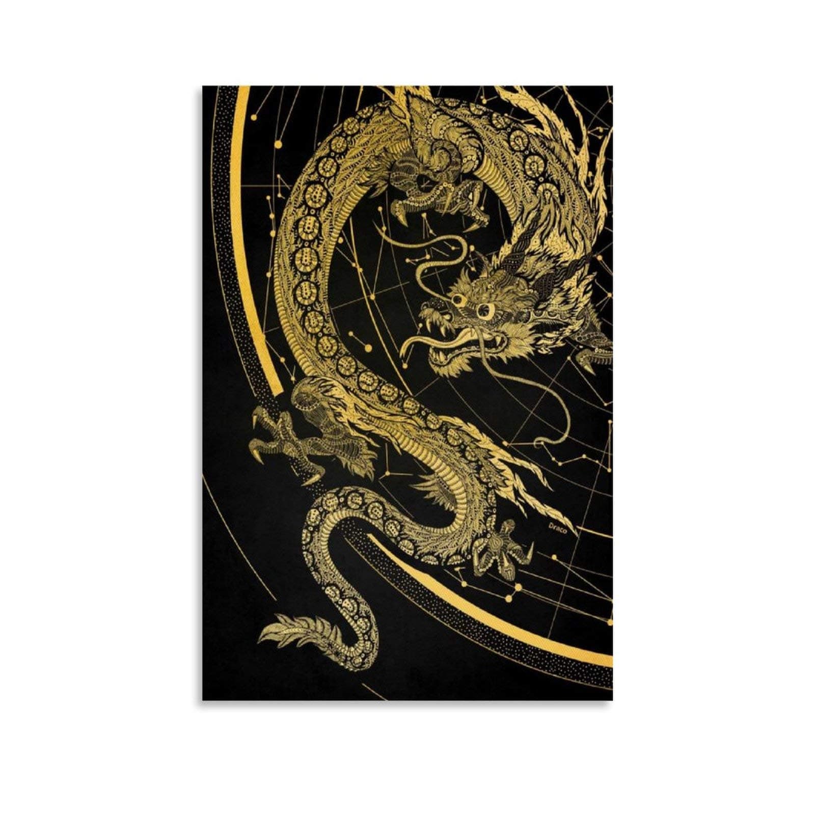 huoban Golden Dragon Canvas Art Poster and Wall Art Picture Print Modern Family bedroom Decor Posters 20x30inch(50x75cm)