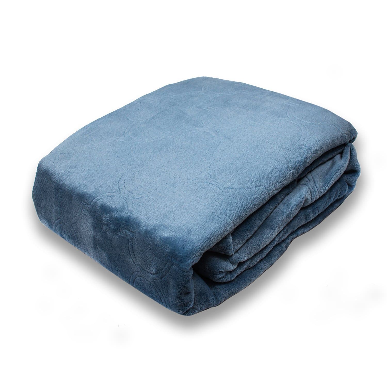 Fraiche Maison Summer Ogee Hot Pressed Velvet Plush Blanket, King, Faded Denim