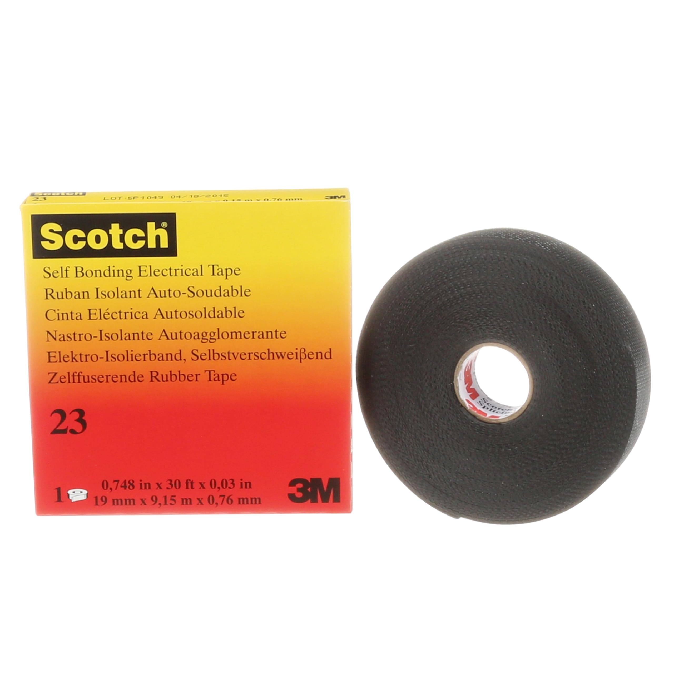 Scotch Rubber Splicing Tape 23, 3/4 in x 30 ft, Black, Professional Premium Grade, Self-Fusing (EPR based) Rubber Electrical Insulating Tape, Highly Conformable, MRO, Electrical Construction,1 Roll