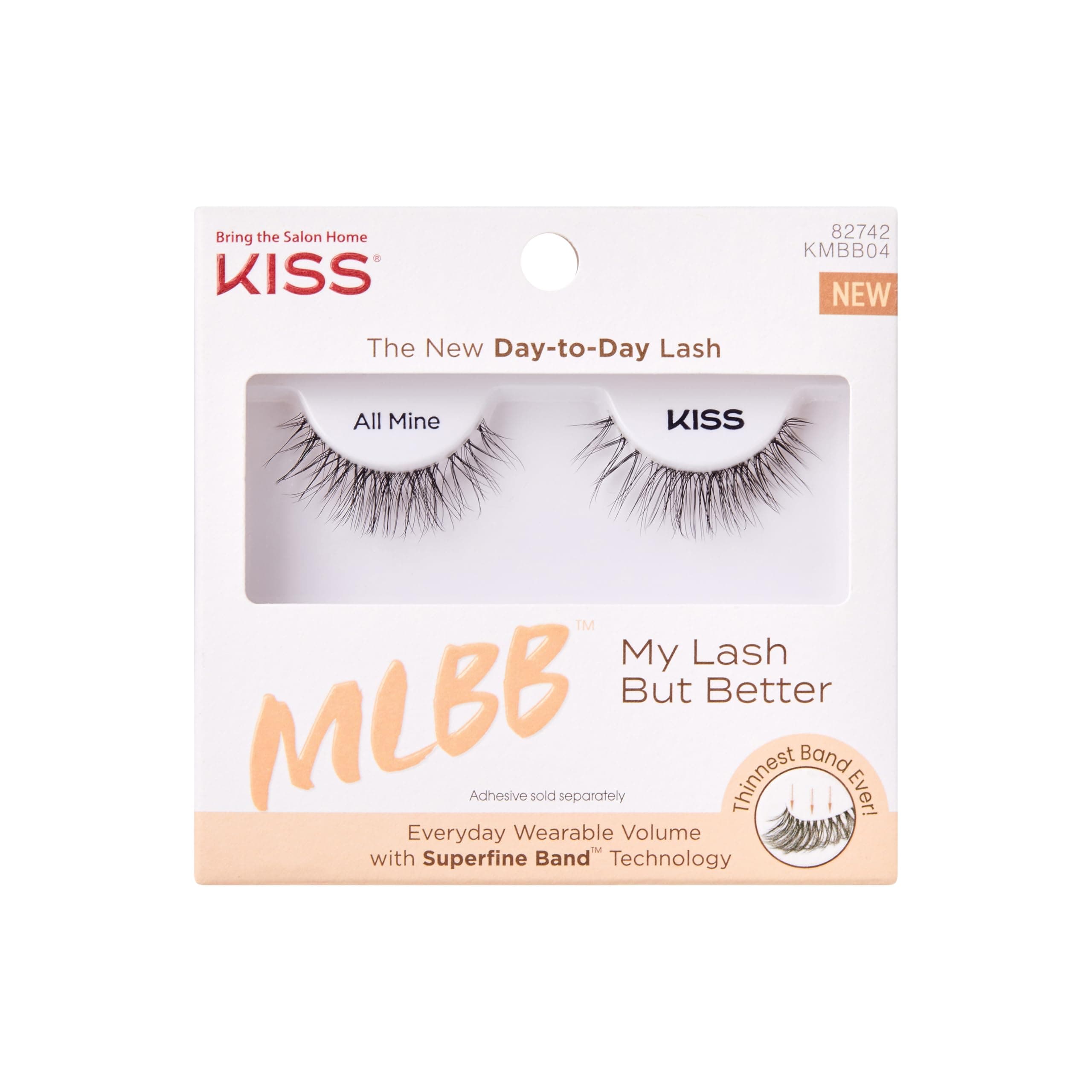 MLBB My Lash But Better Everyday Wearable Volume False Eyelashes with Superfine Band Technology, Easy To Apply, Reusable, Cruelty-Free, Contact Lens Friendly, Style All Mine, 1 Pair