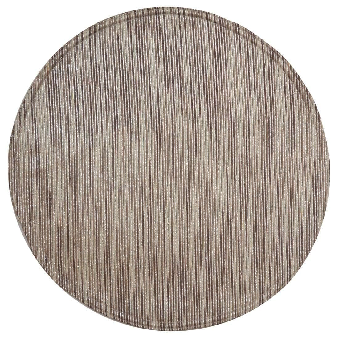 Sweet Pea Linens Brown & Cream with Silver Metallic Striped Charger-Center Round Placemat