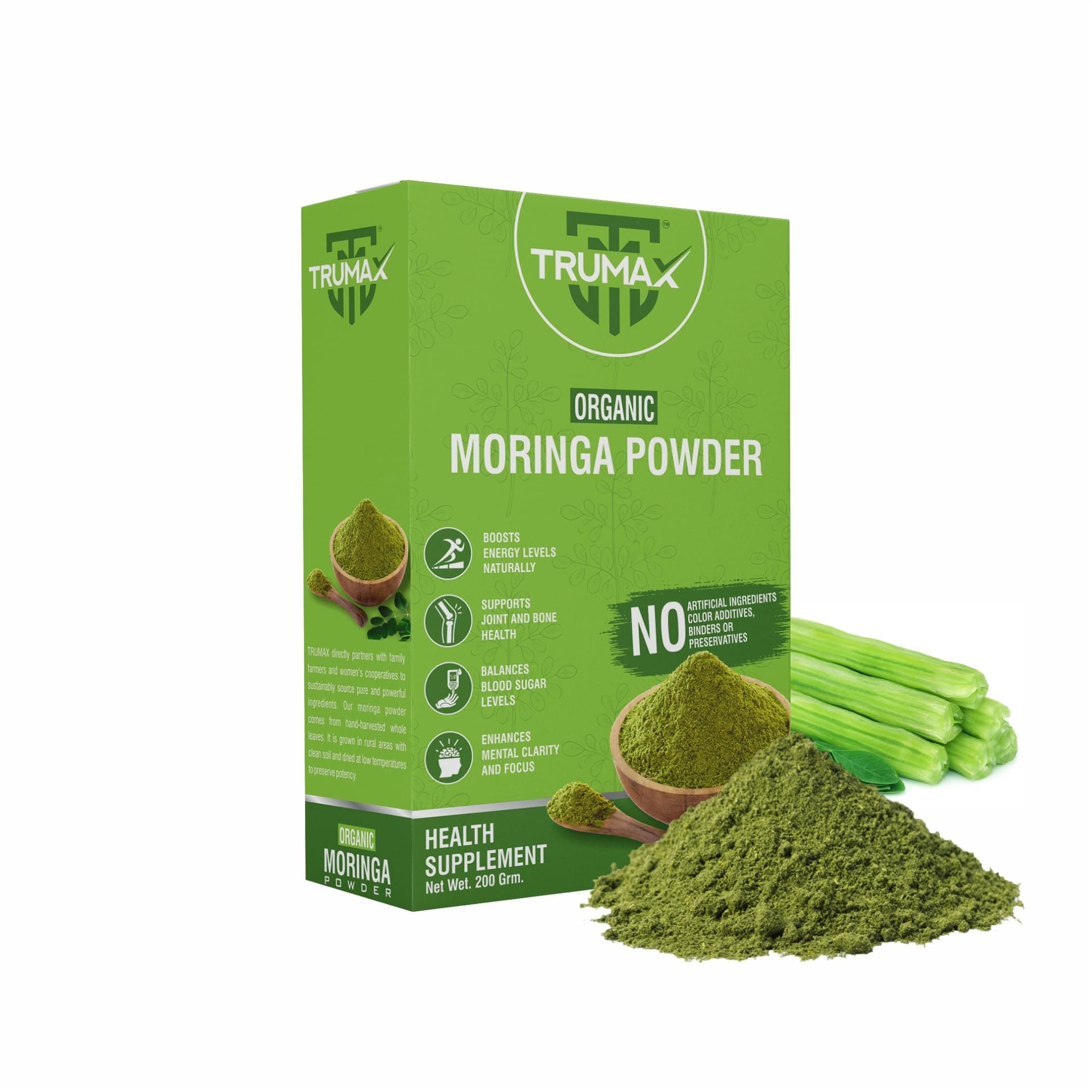 Organic Moringa Powder (200g) |Drumstick Leaf Powder | Natural Multi-vitamin |Good for Immunity, Digestion, skincare and Haircare | 100% Natural and Preservative-free (200 Gram)
