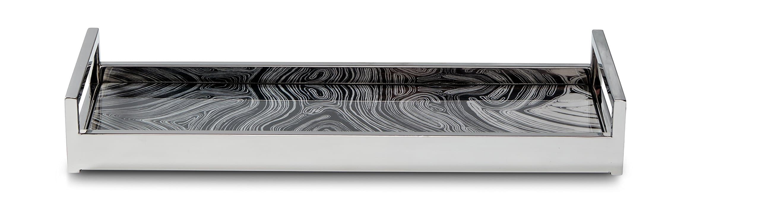 Roselli Trading Company Amenity Tray, Black/White Swirl, S