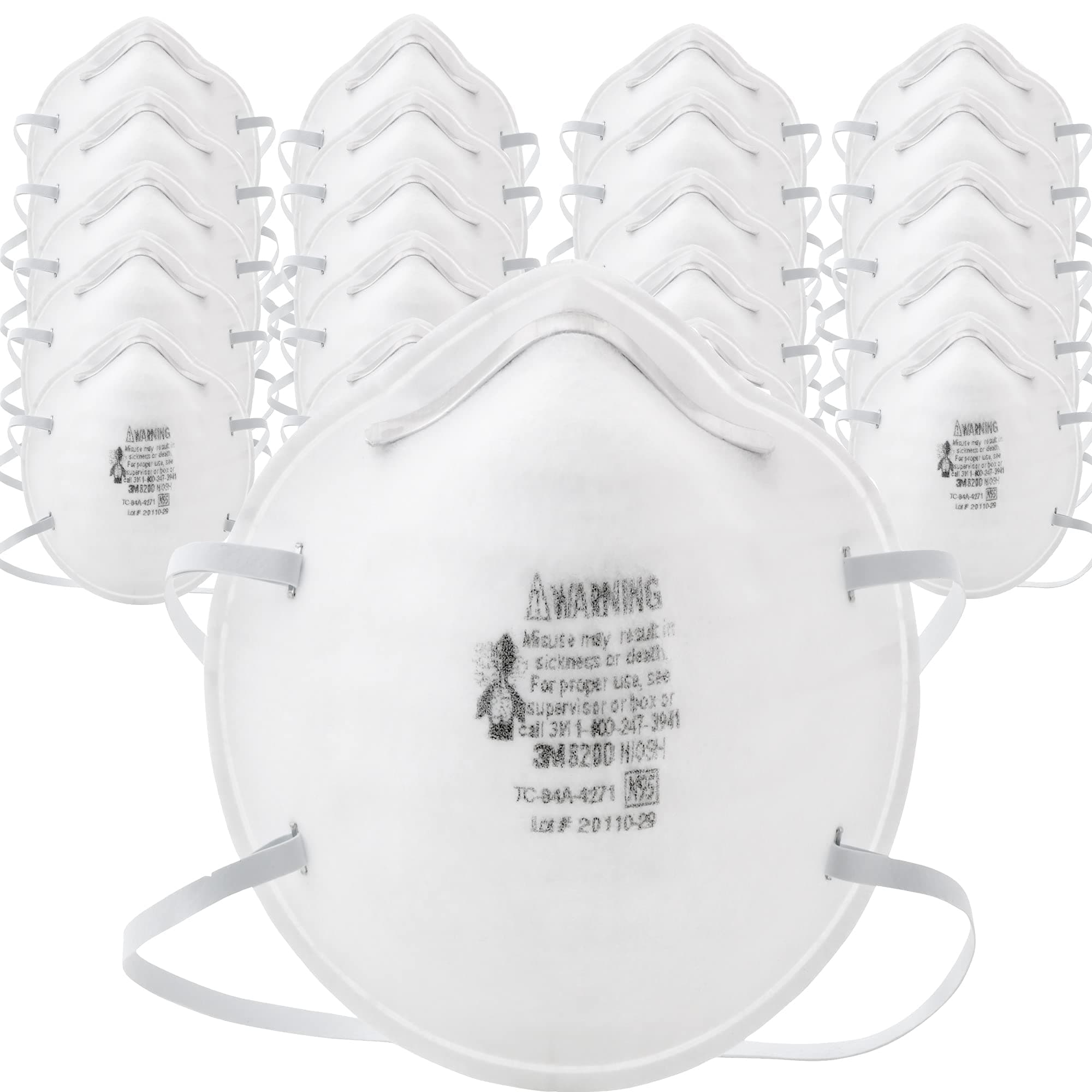 3M 8200 N95 Disposable Particulate Respirator, Pack of 20, NIOSH APPROVED