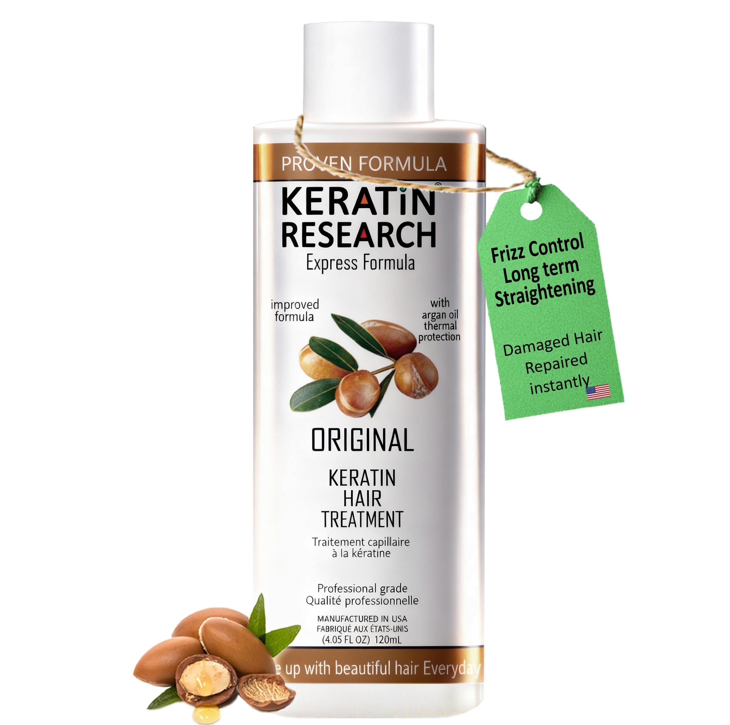 KERATIN RESEARCH Brazilian Keratin Hair Straightening and Smoothing Blowout Treatment Professional Organic Results shiny Hair with Natural look Queratina Keratina (4 OZ Original)