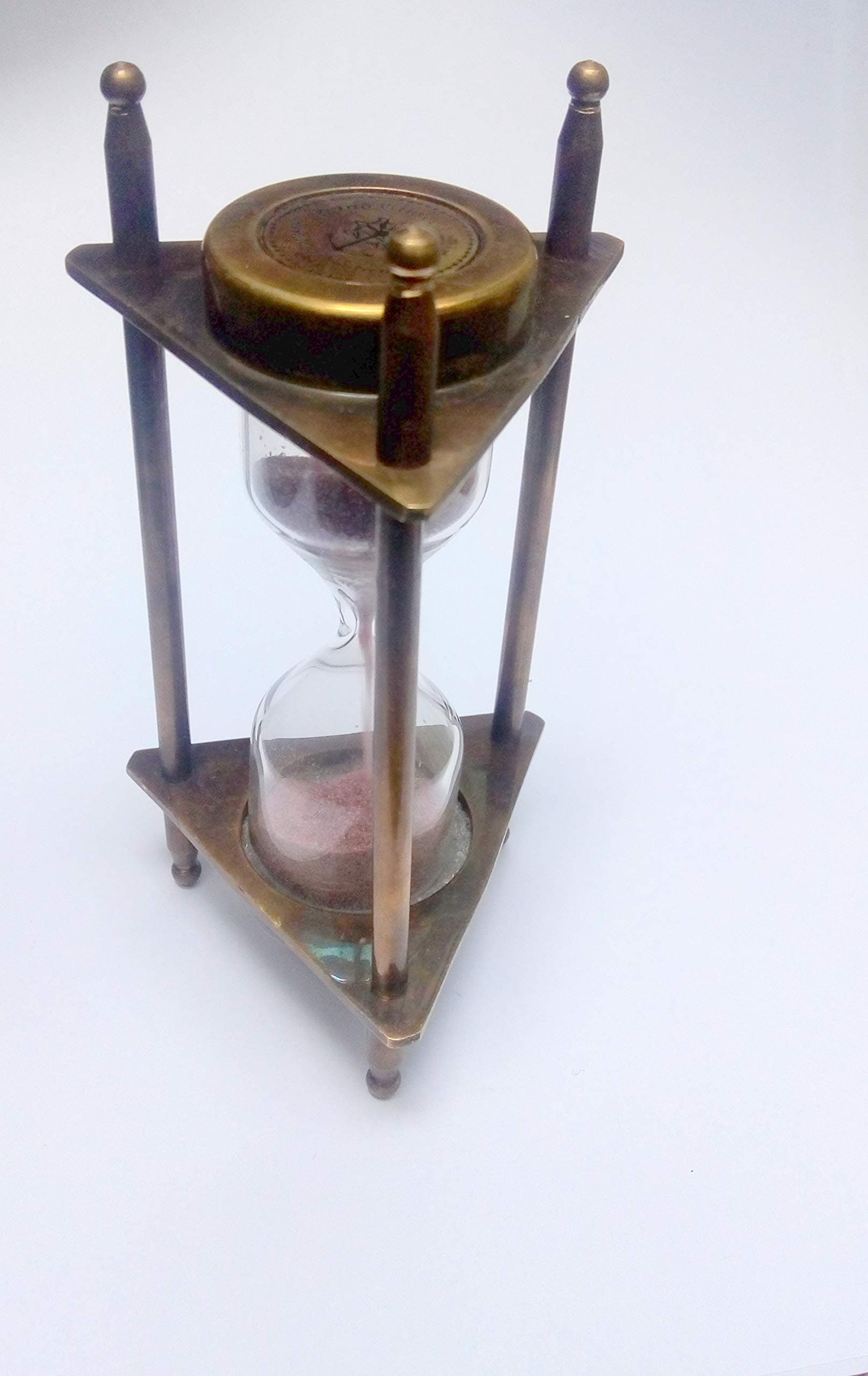Nautical World Solid brass hour glass hand made sand timer 1 min decorative fully functional item