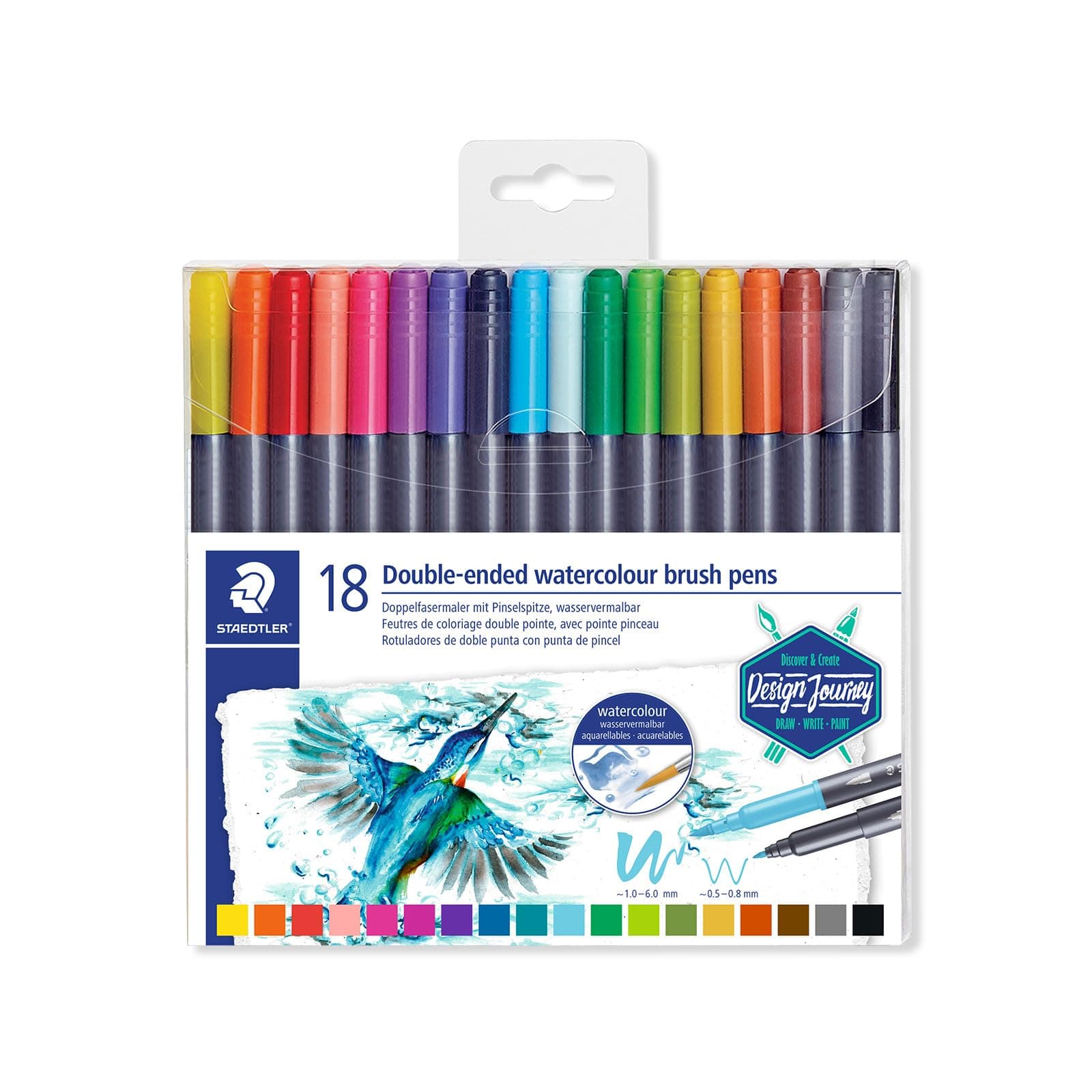 Double Side Watercolour Brush Pen Set (Pack of 18)